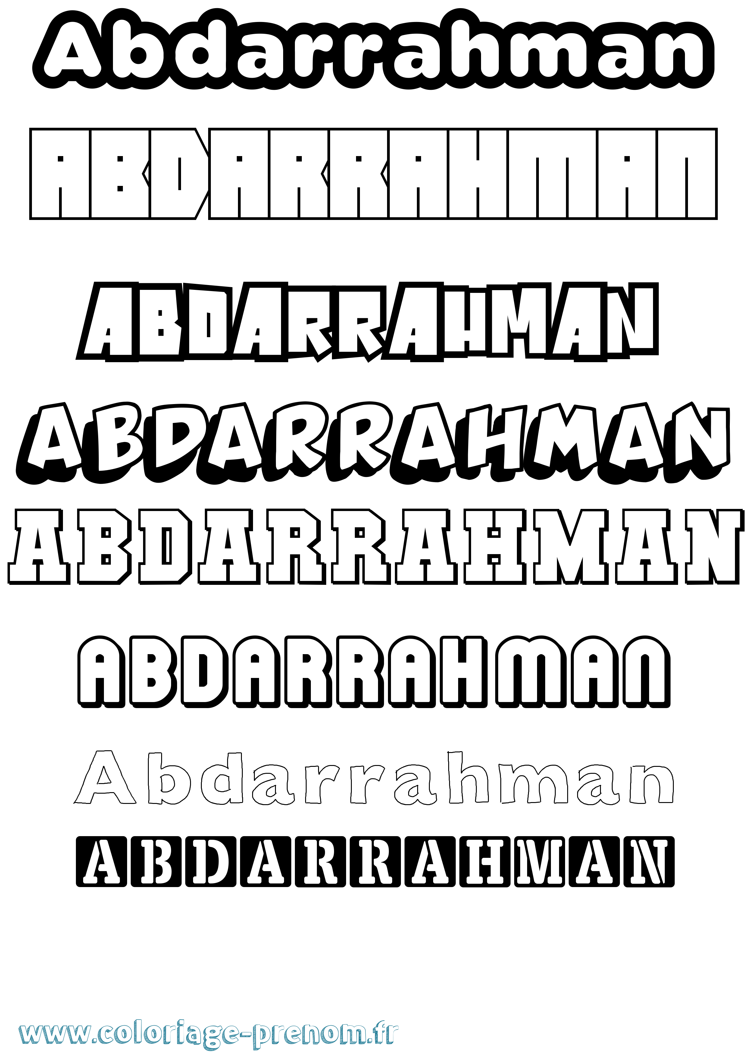Coloriage prénom Abdarrahman Simple