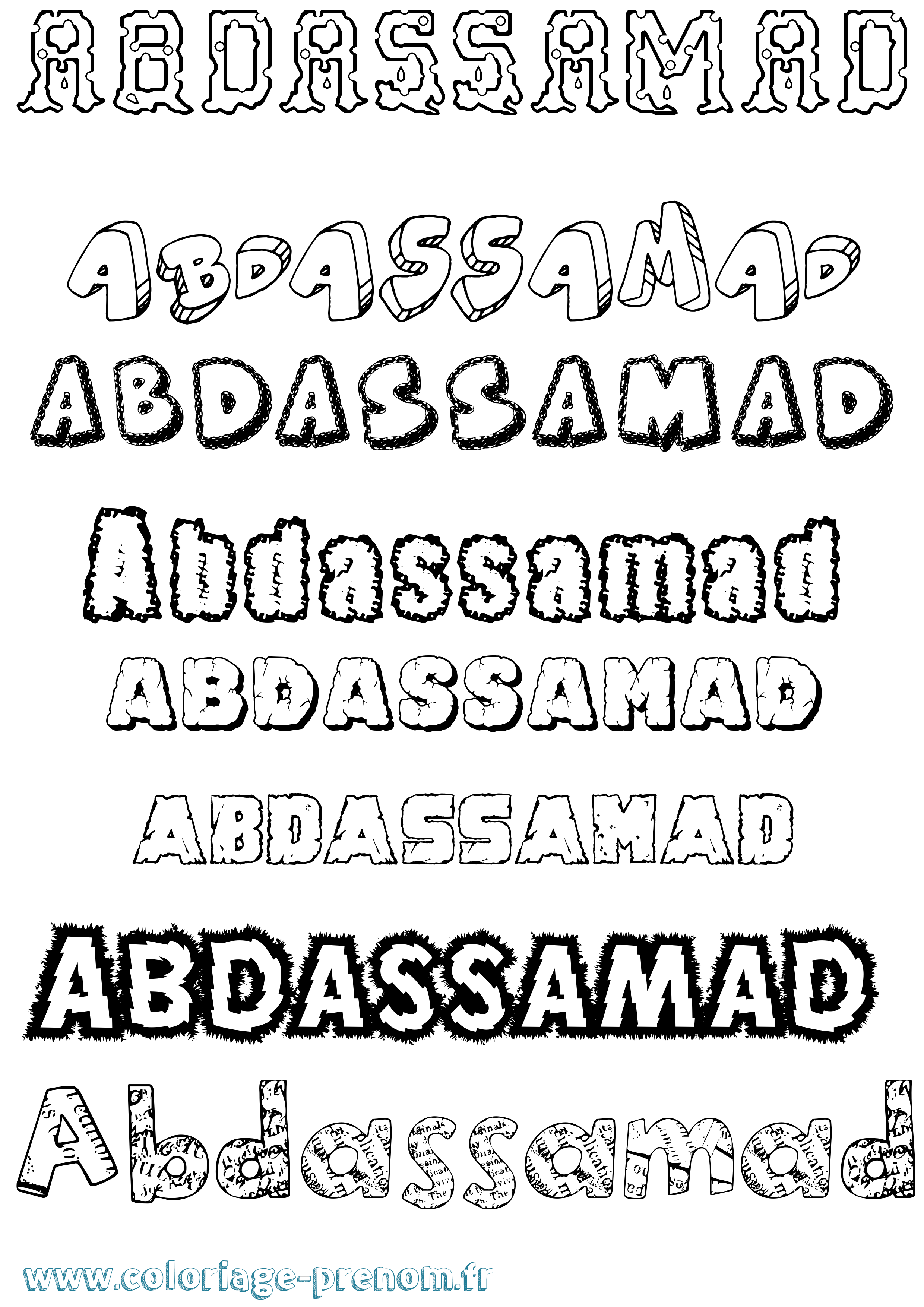 Coloriage prénom Abdassamad Destructuré