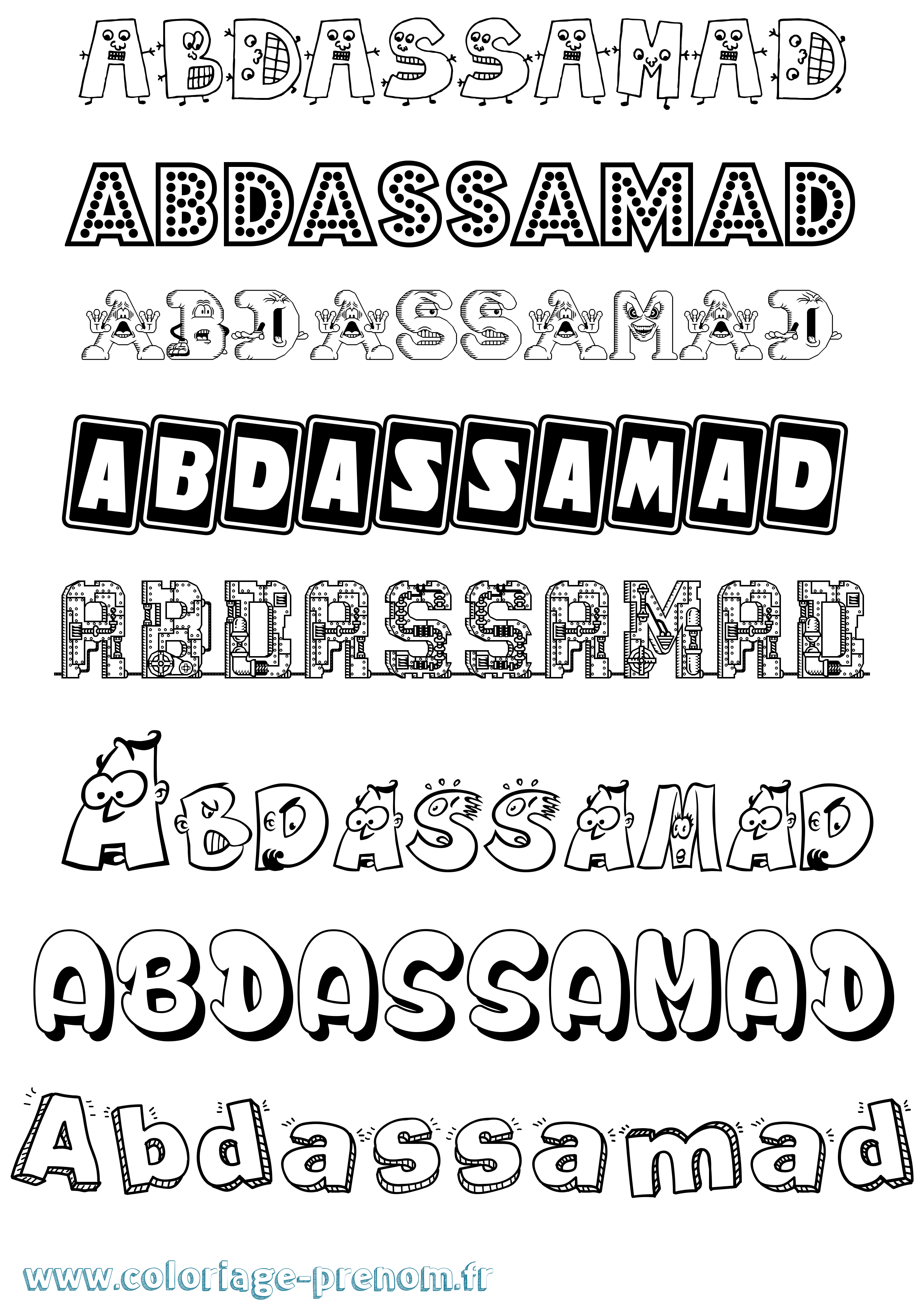 Coloriage prénom Abdassamad Fun