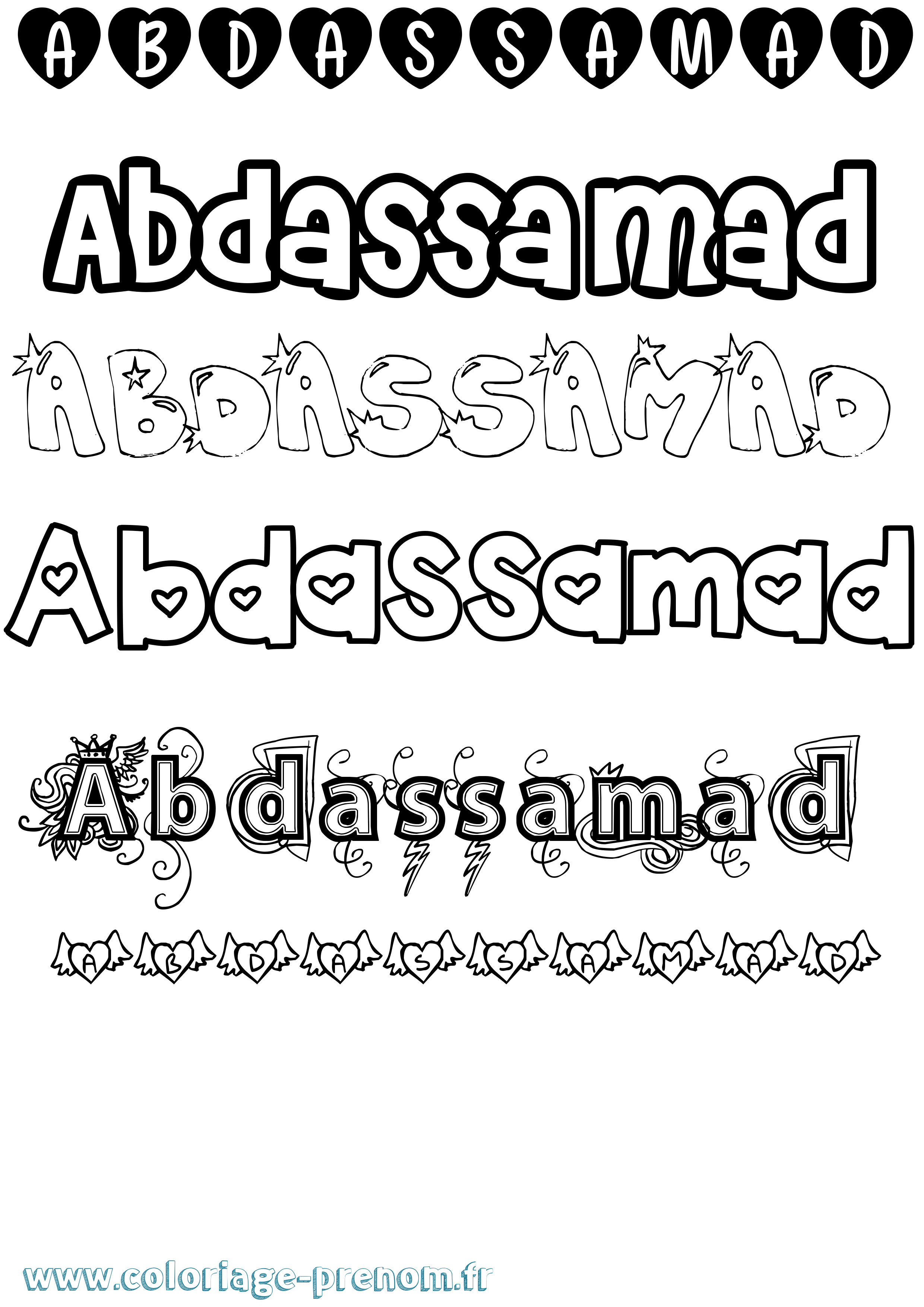Coloriage prénom Abdassamad Girly