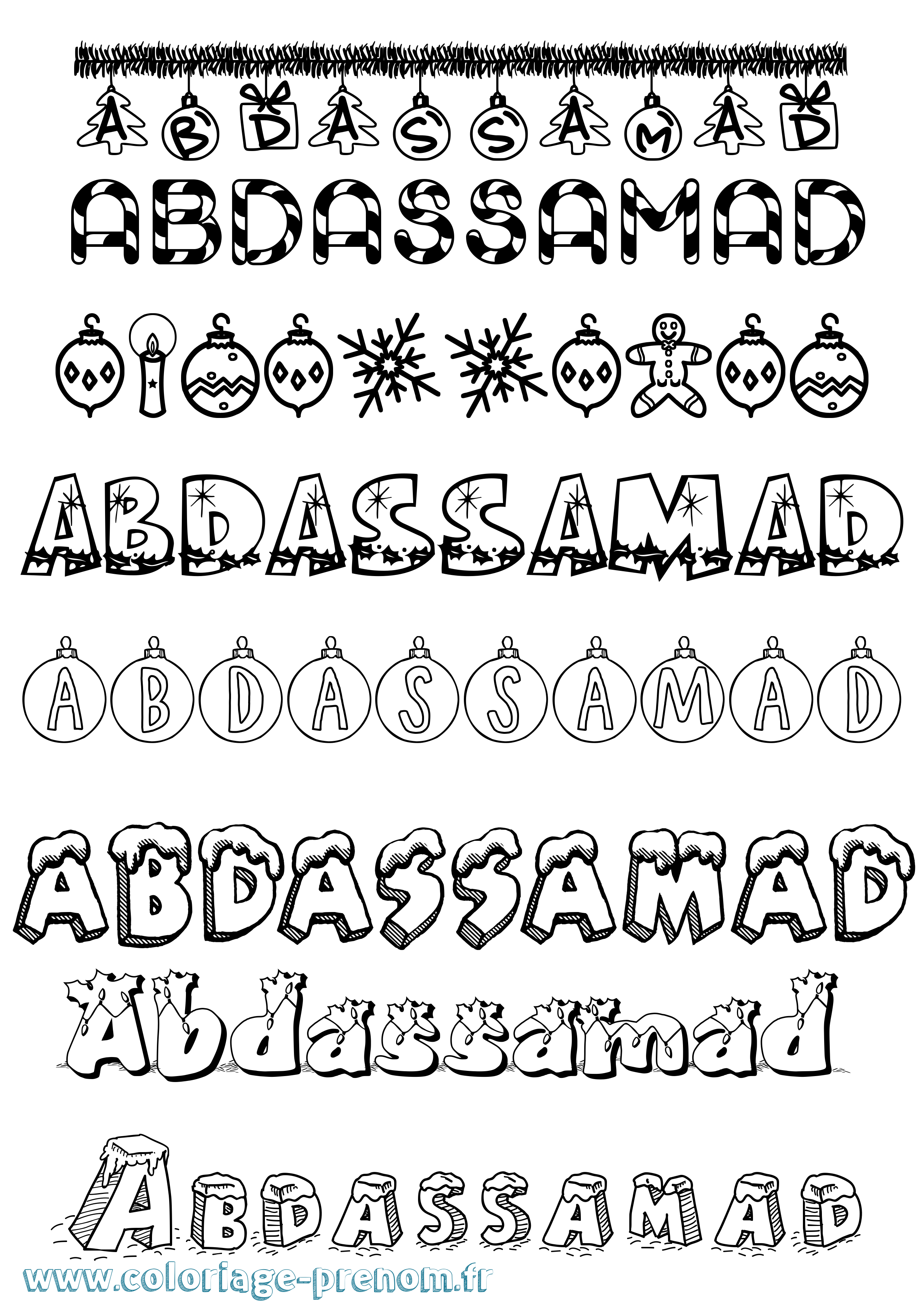 Coloriage prénom Abdassamad Noël