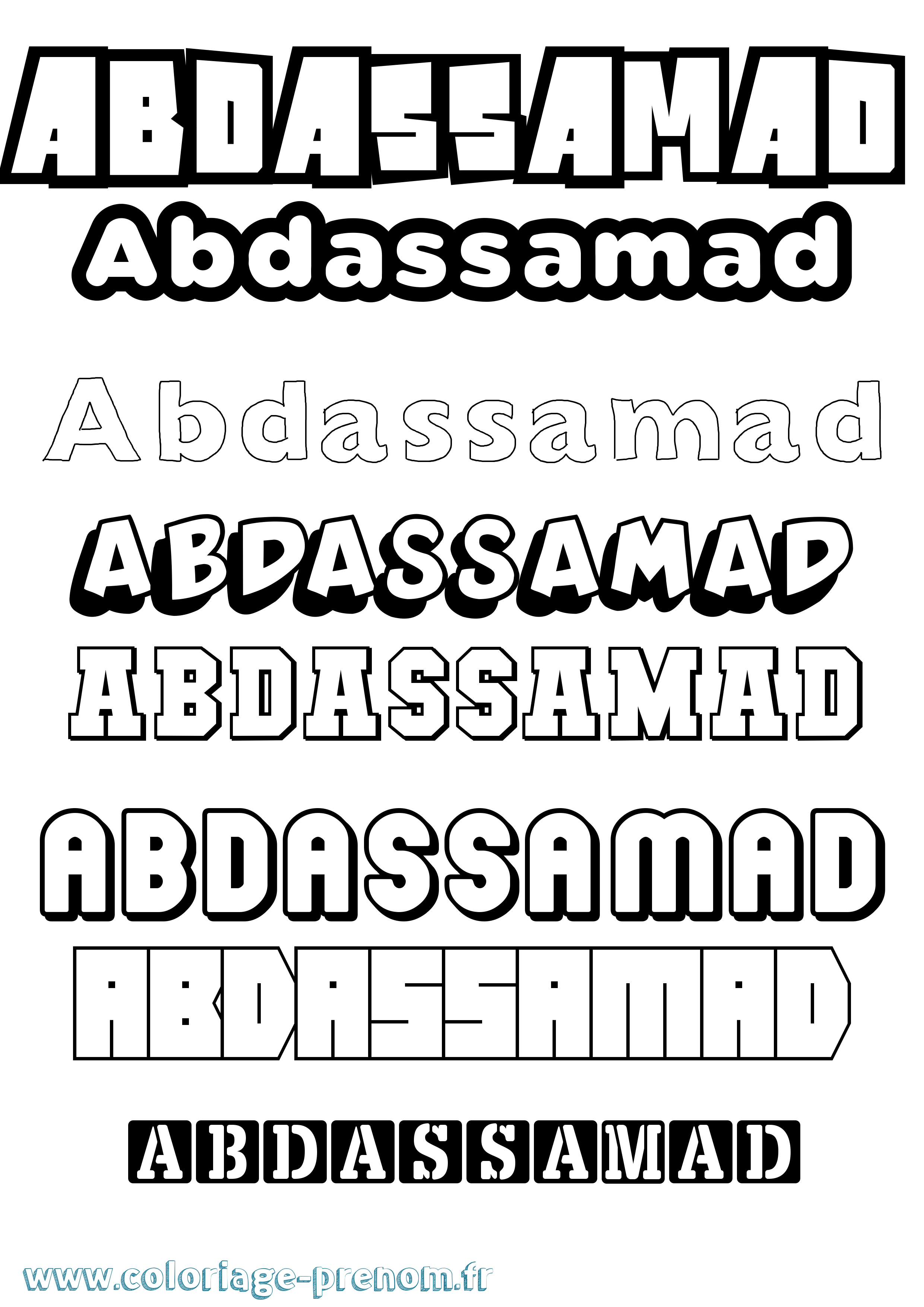 Coloriage prénom Abdassamad Simple