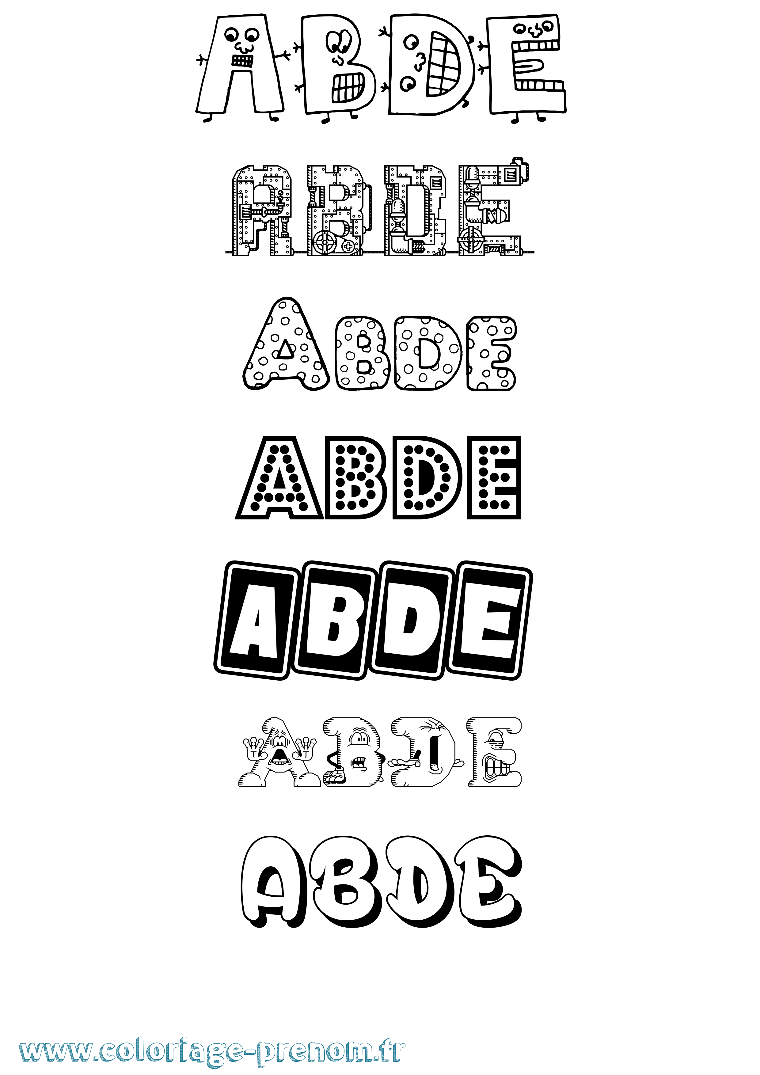 Coloriage prénom Abde Fun