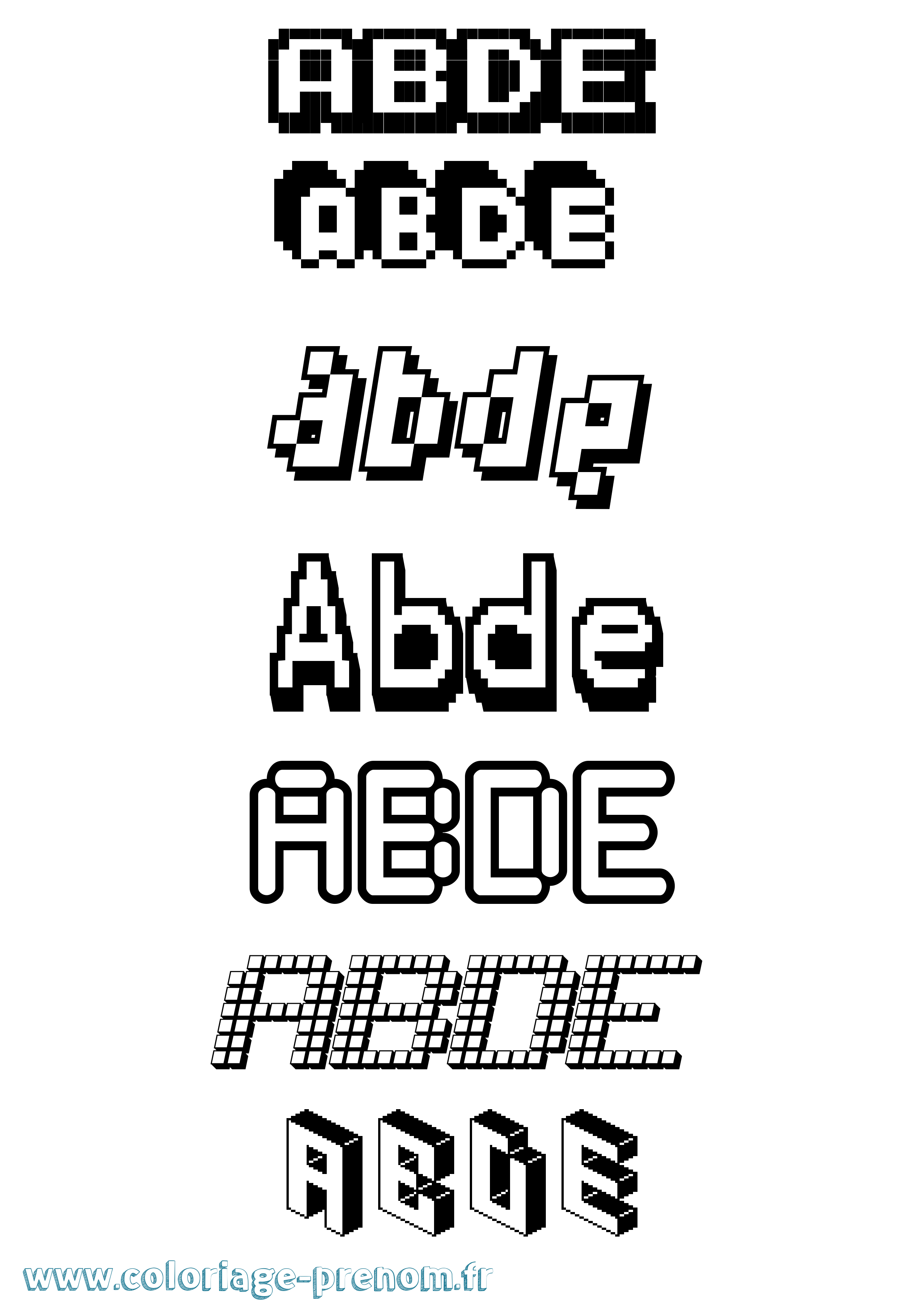Coloriage prénom Abde Pixel