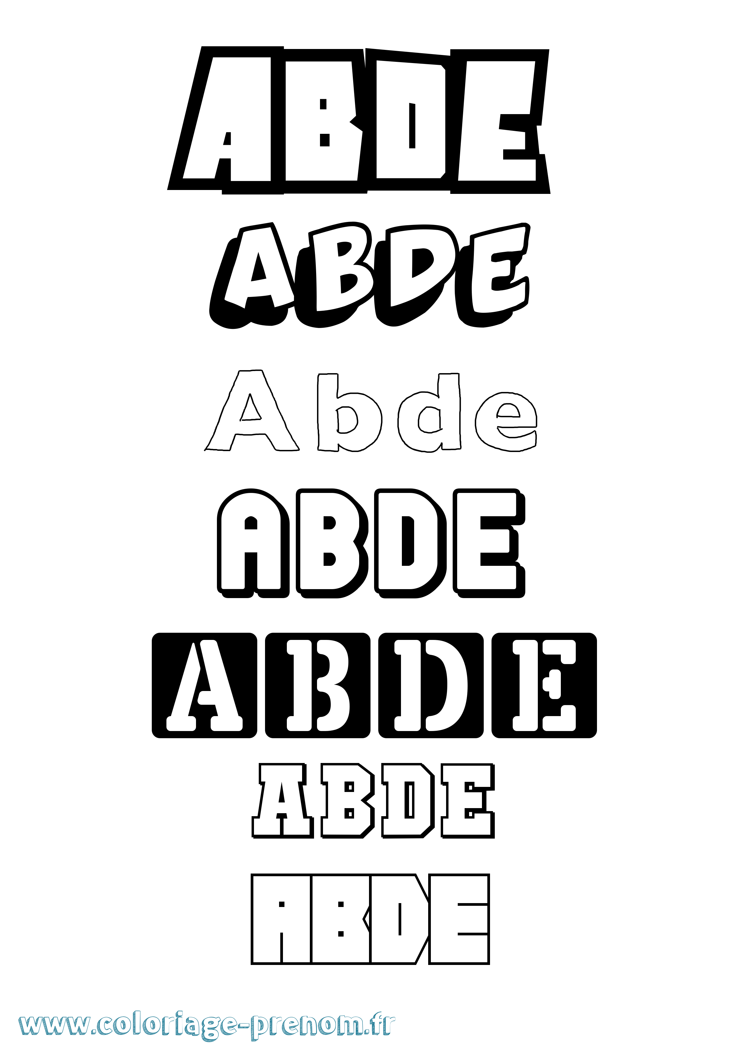 Coloriage prénom Abde Simple