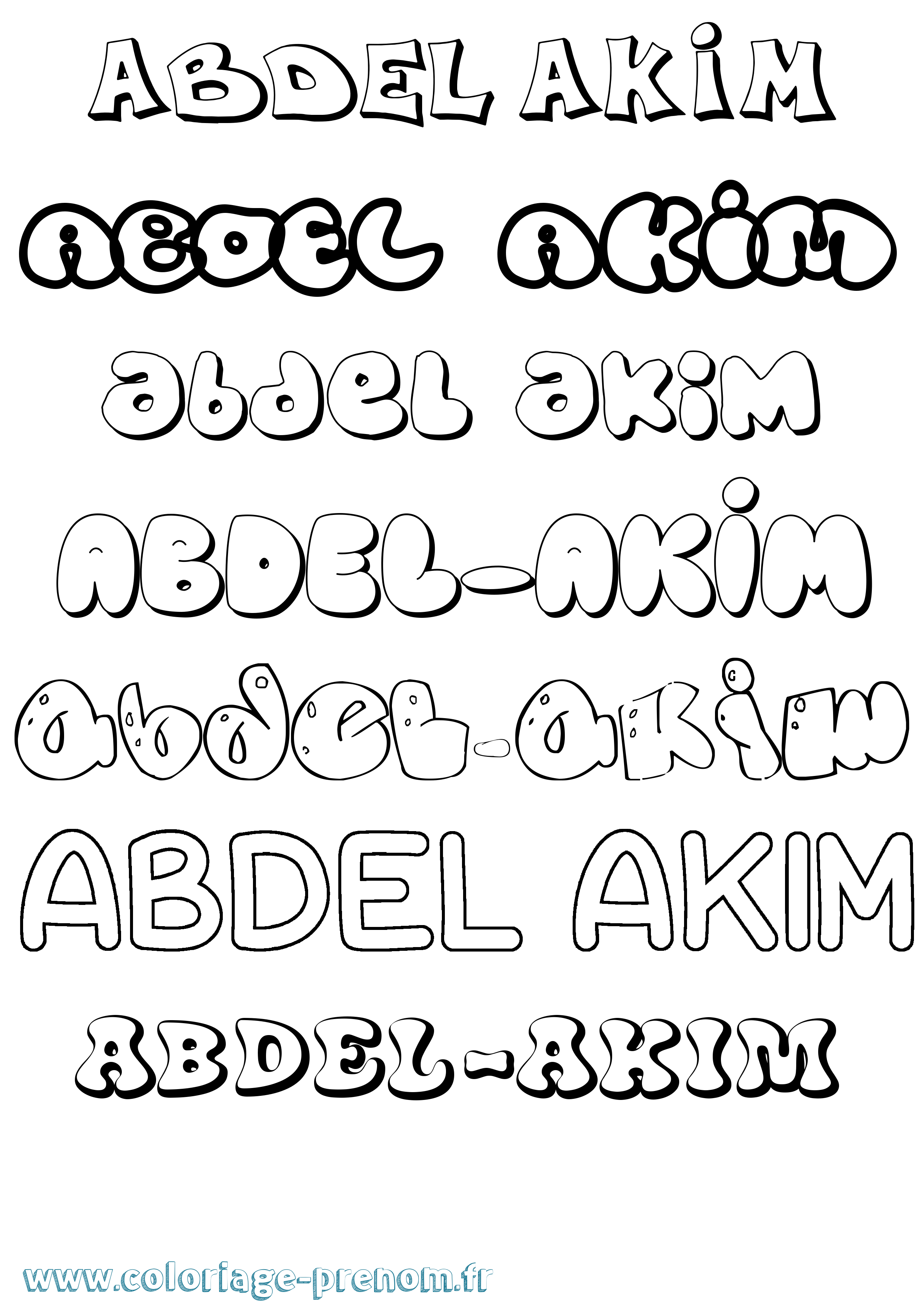 Coloriage prénom Abdel-Akim Bubble