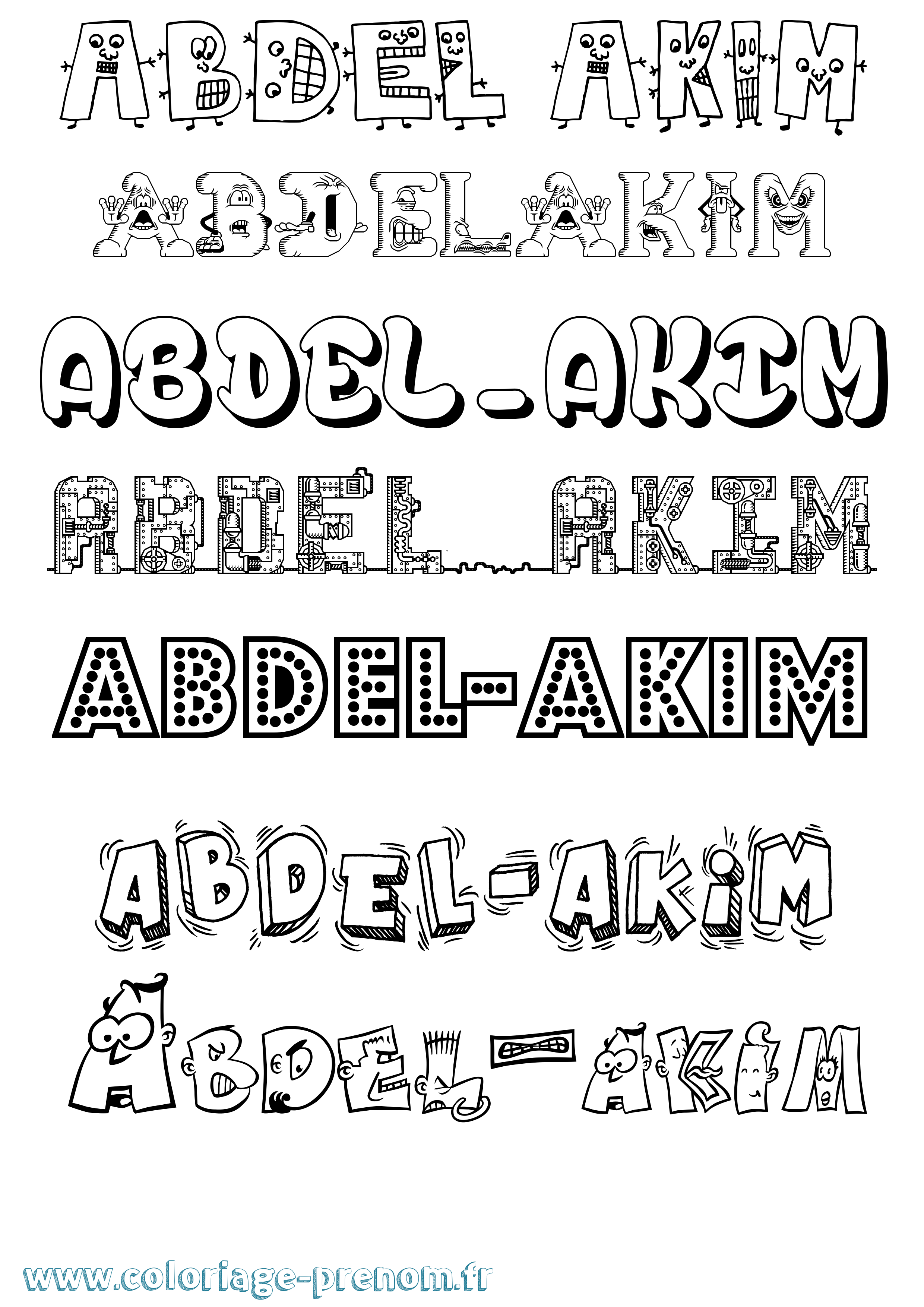 Coloriage prénom Abdel-Akim Fun