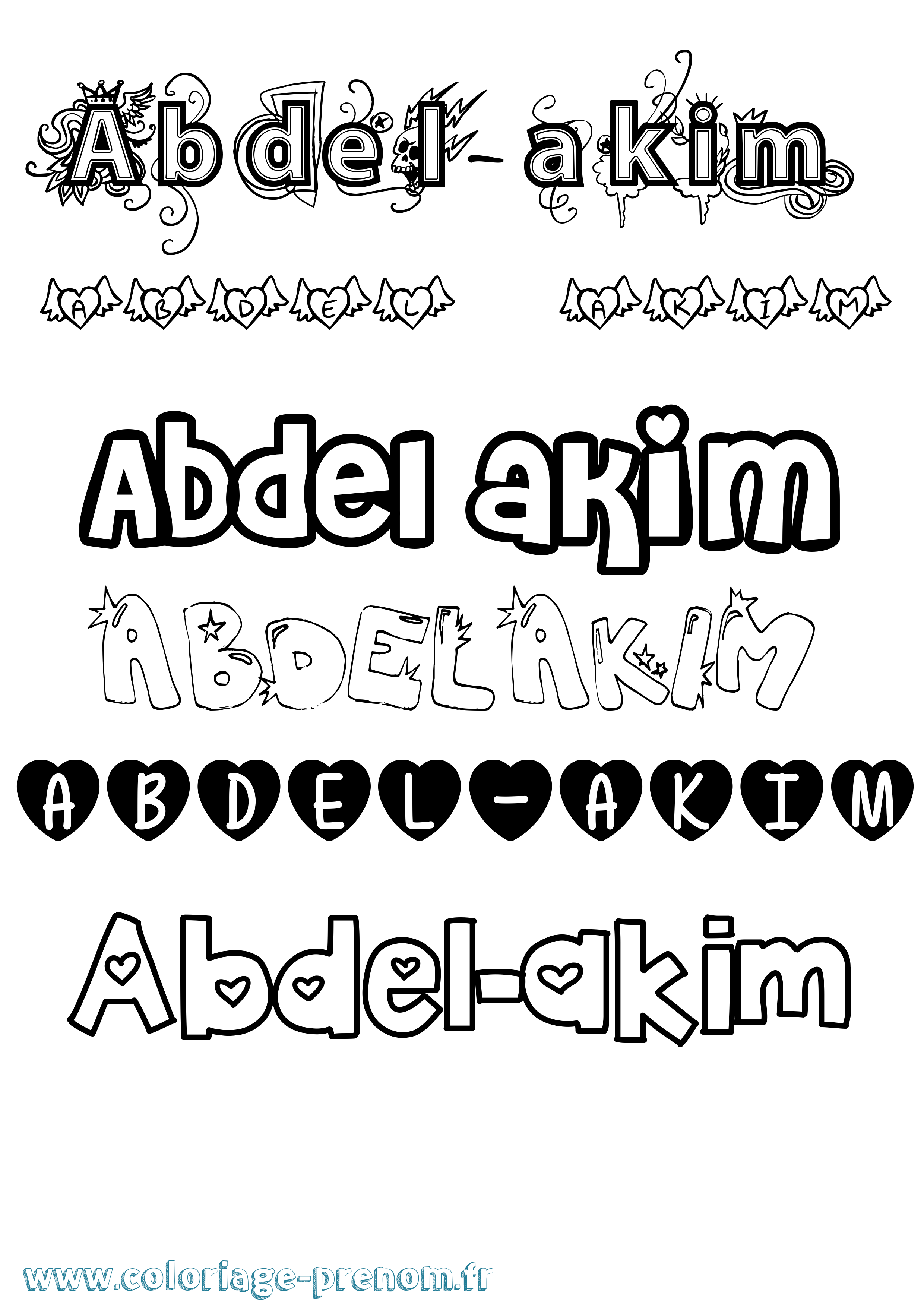 Coloriage prénom Abdel-Akim Girly