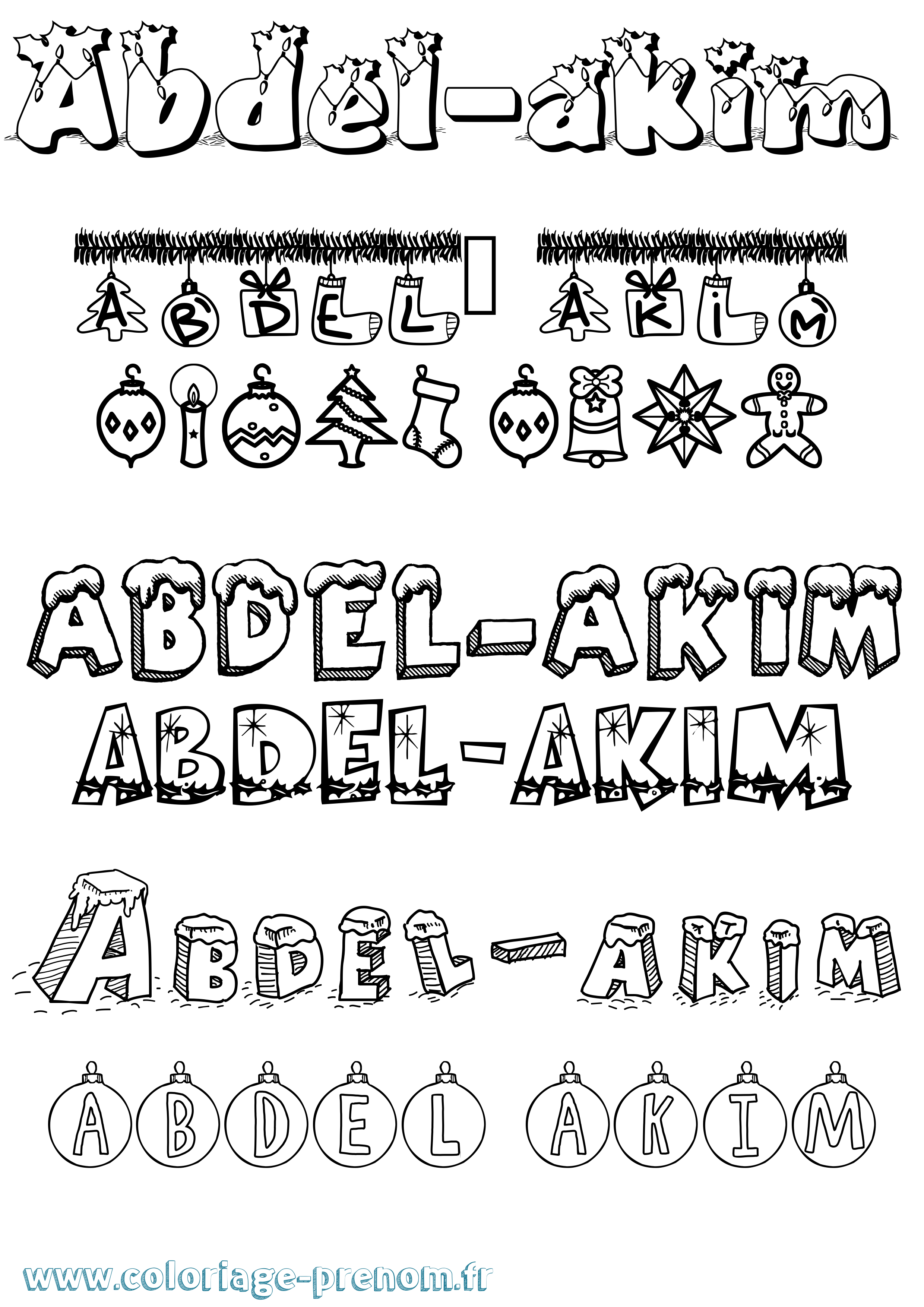 Coloriage prénom Abdel-Akim Noël