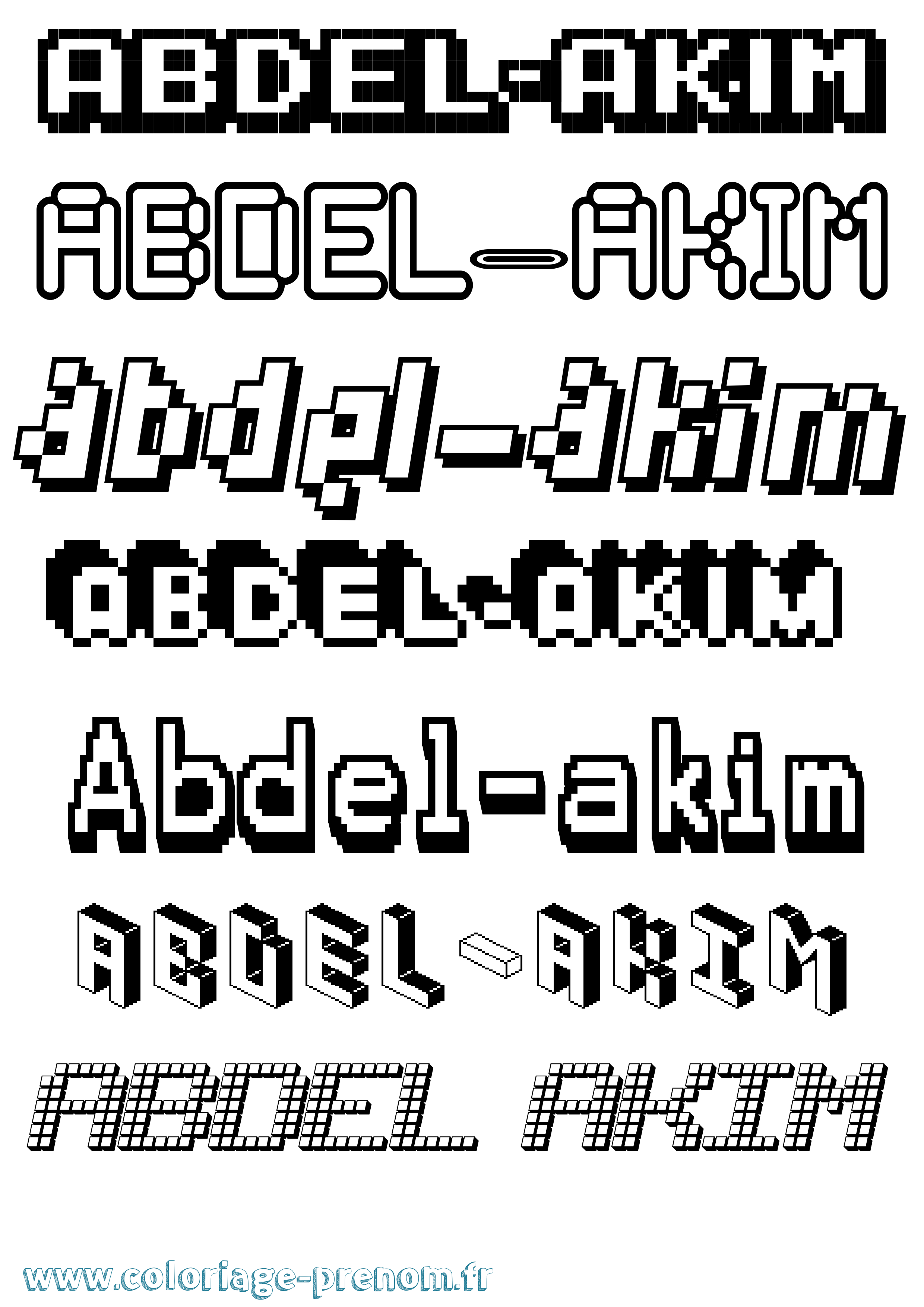 Coloriage prénom Abdel-Akim Pixel