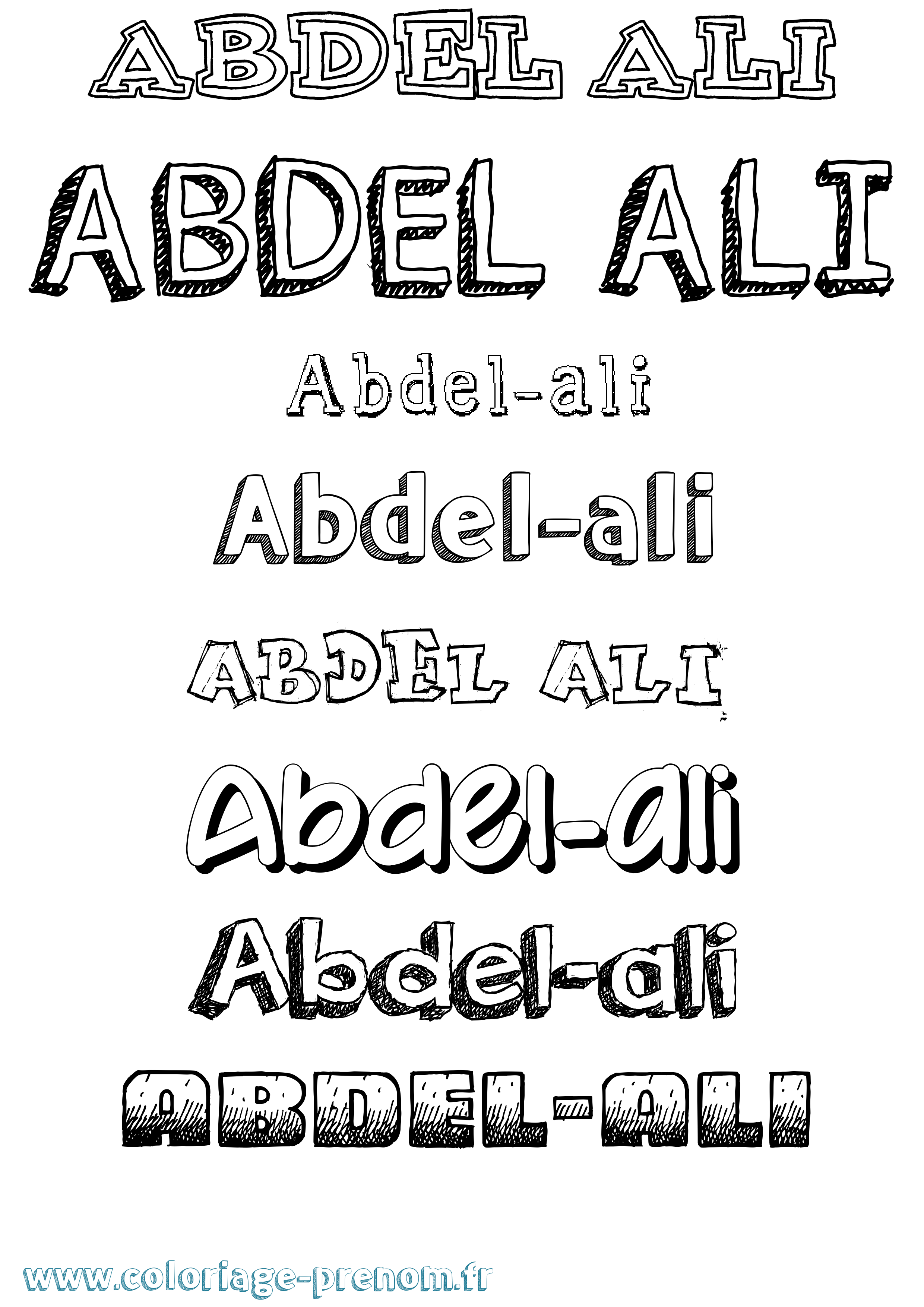 Coloriage prénom Abdel-Ali Dessiné