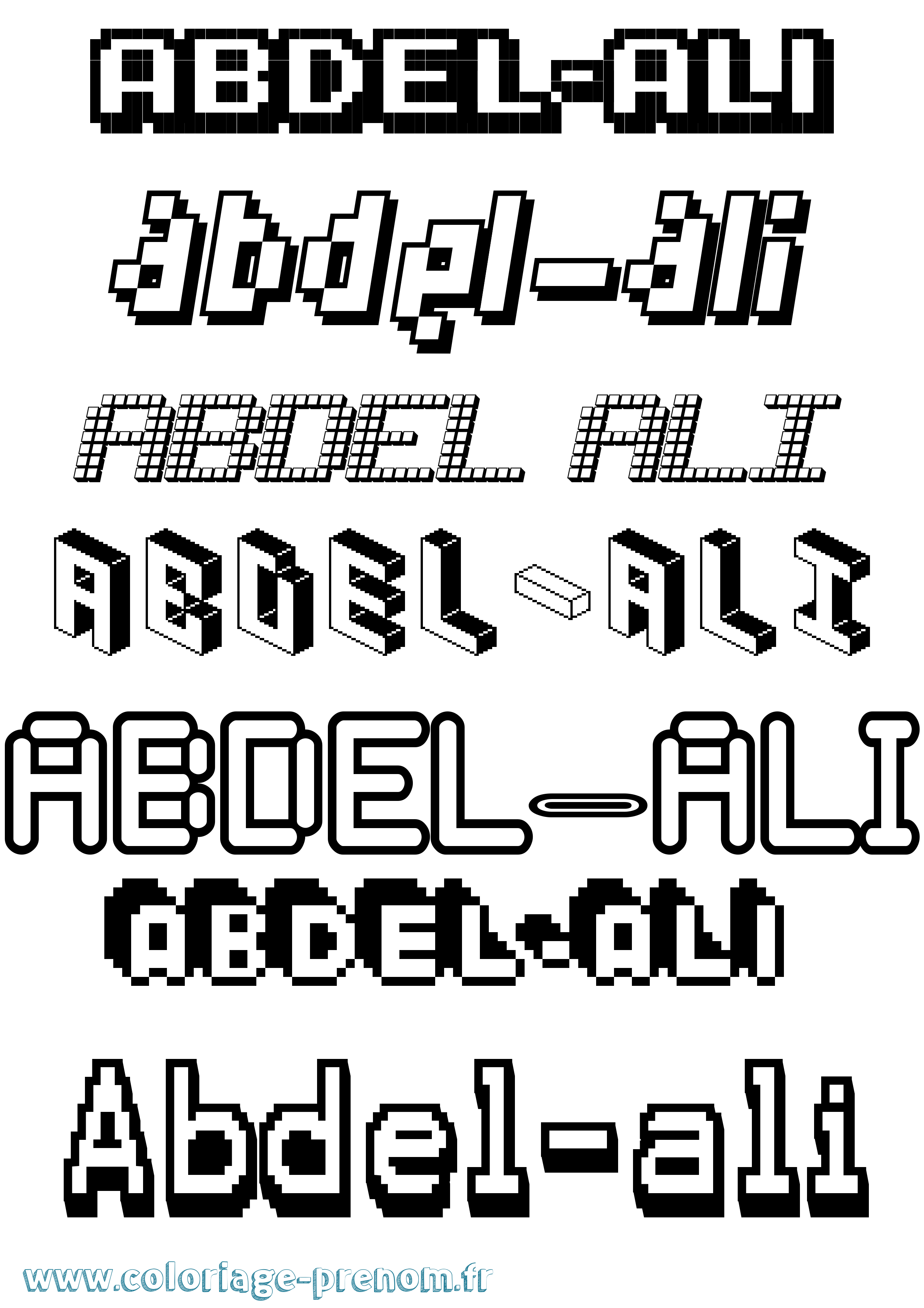 Coloriage prénom Abdel-Ali Pixel