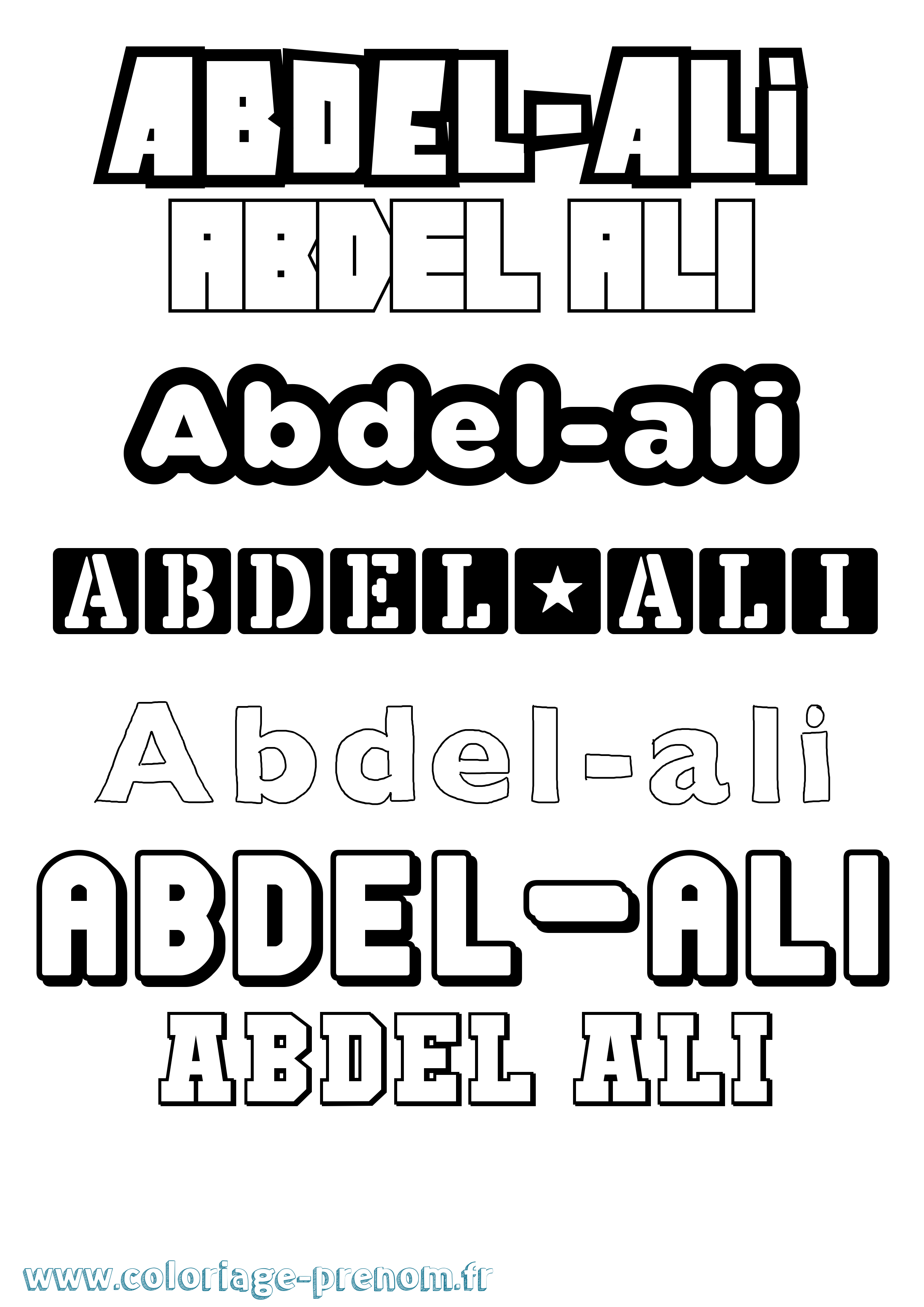 Coloriage prénom Abdel-Ali Simple