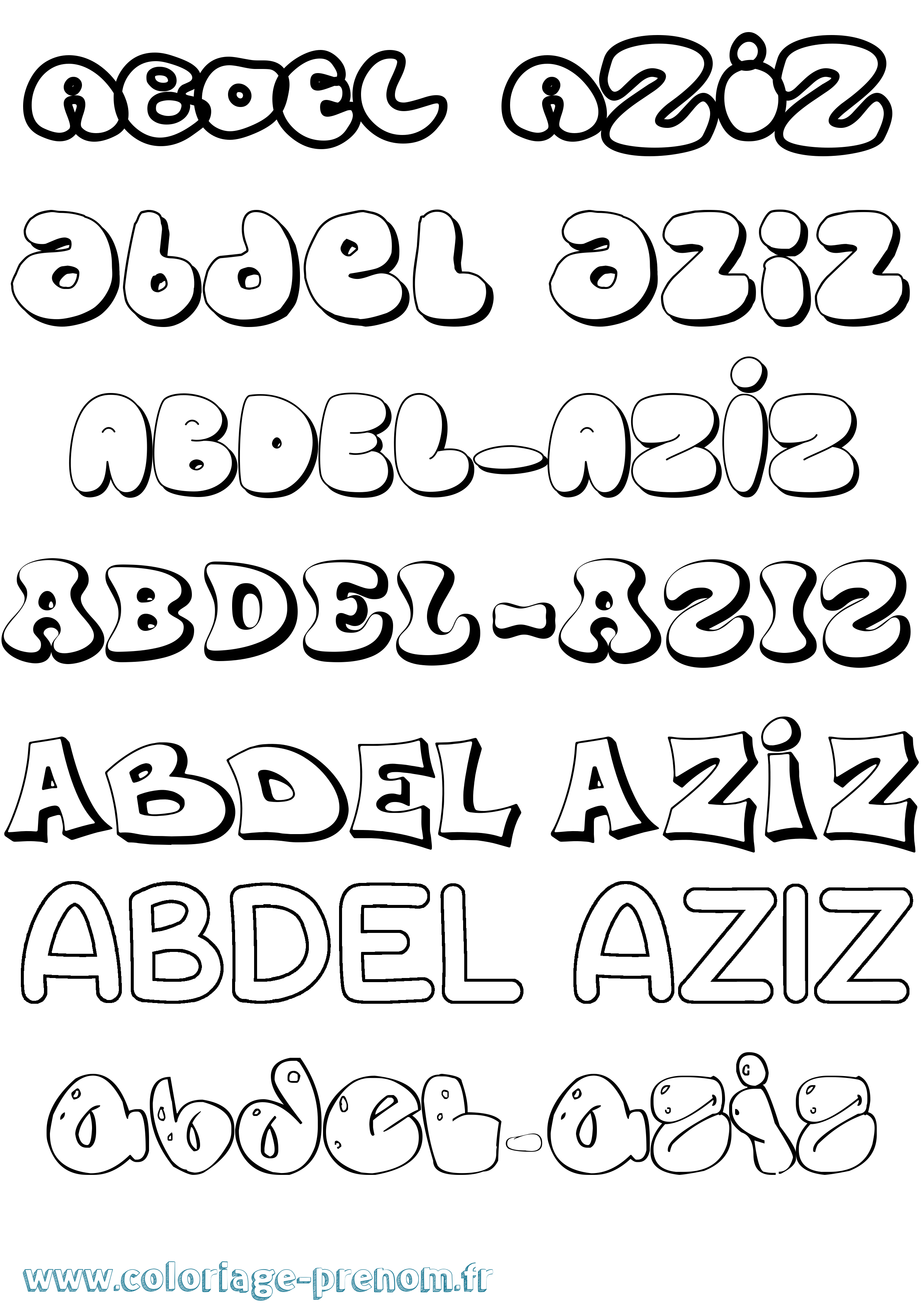 Coloriage prénom Abdel-Aziz Bubble