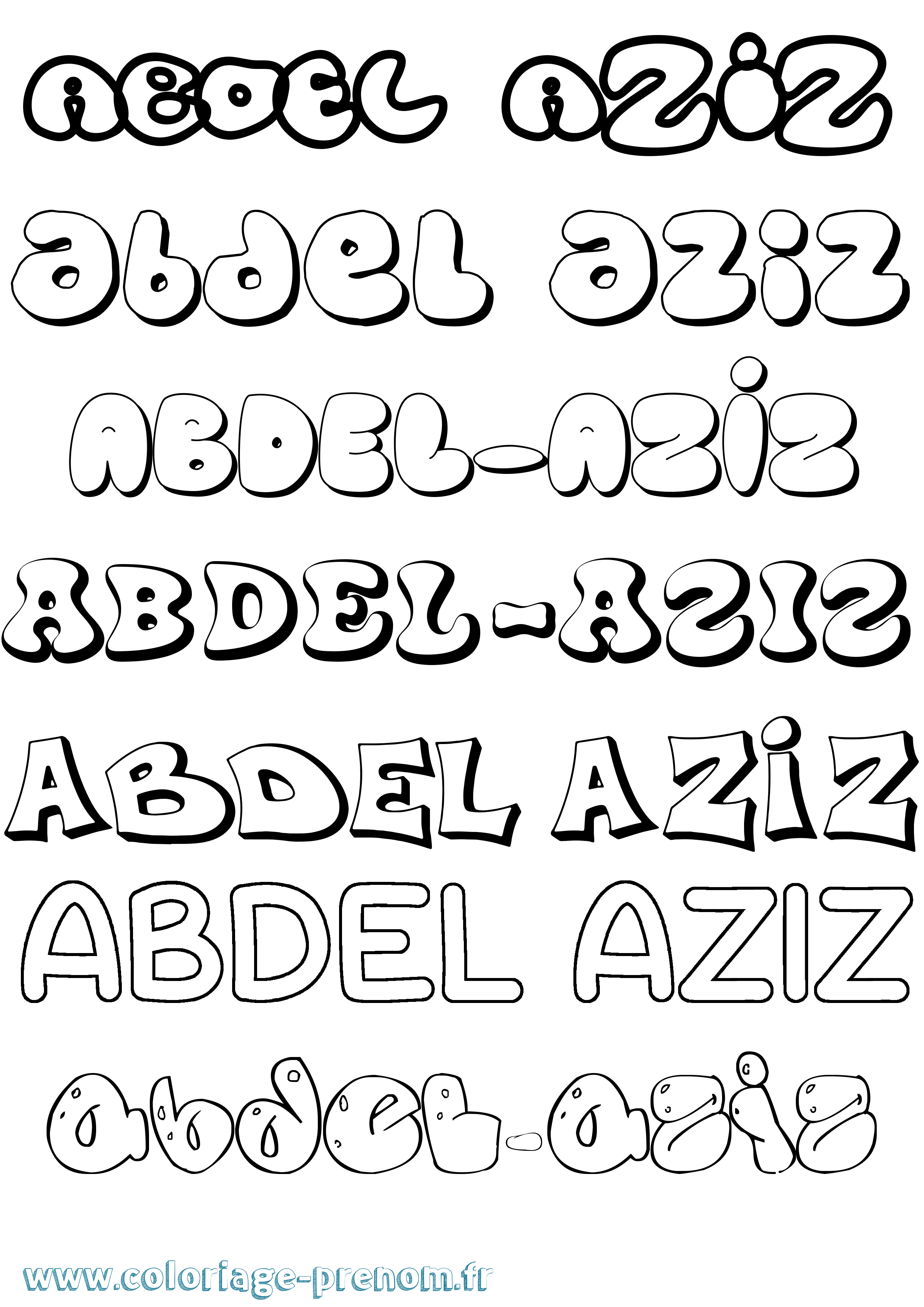Coloriage Abdel-Aziz Bubble Coloriage prénom Abdel-Aziz Bubble