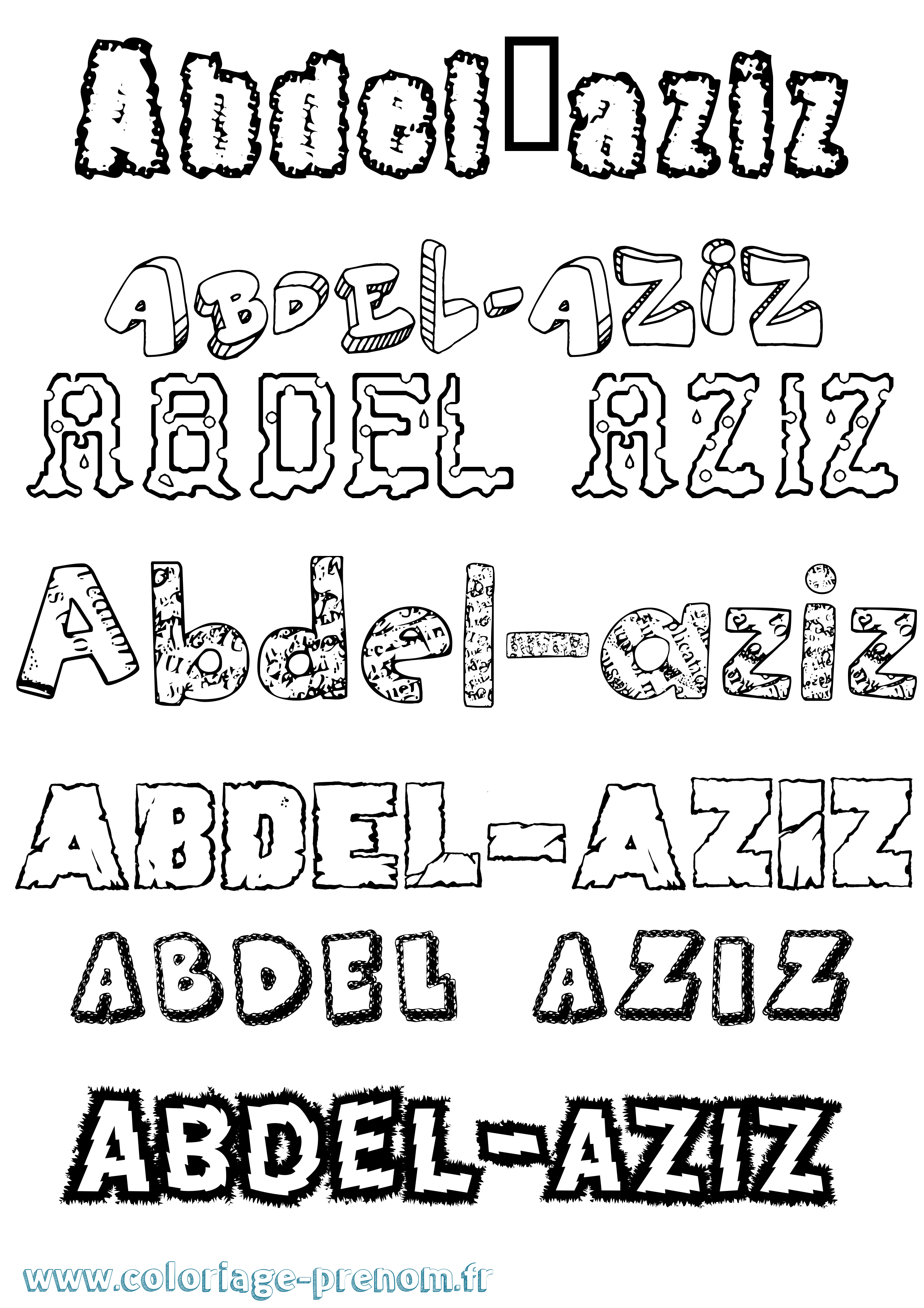 Coloriage prénom Abdel-Aziz Destructuré