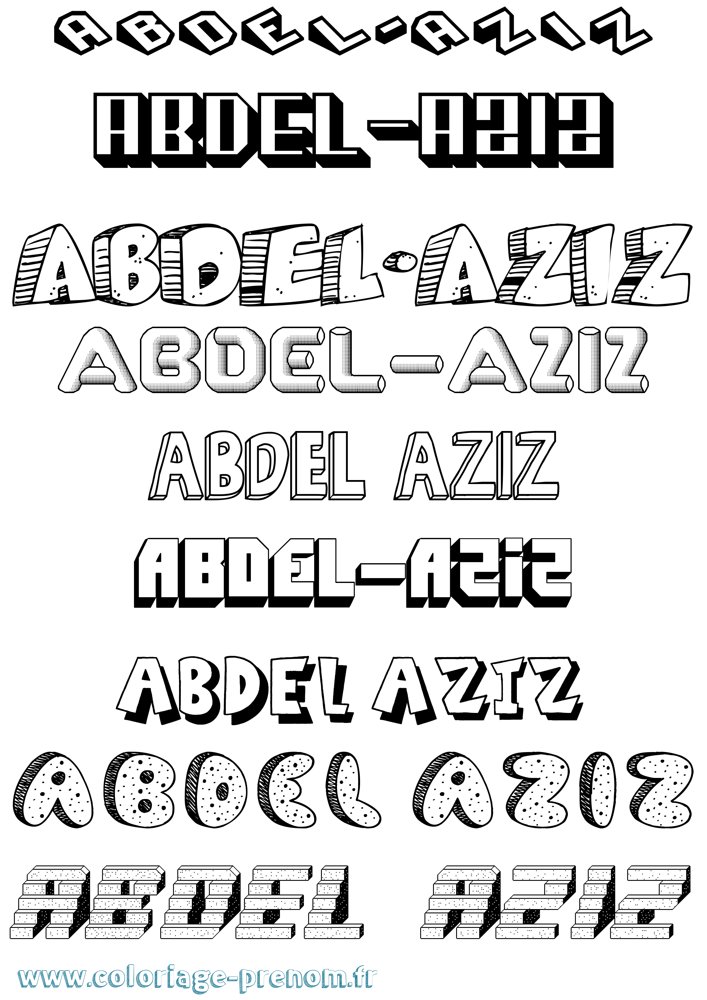 Coloriage Abdel-Aziz Effet 3D Coloriage prénom Abdel-Aziz Effet 3D