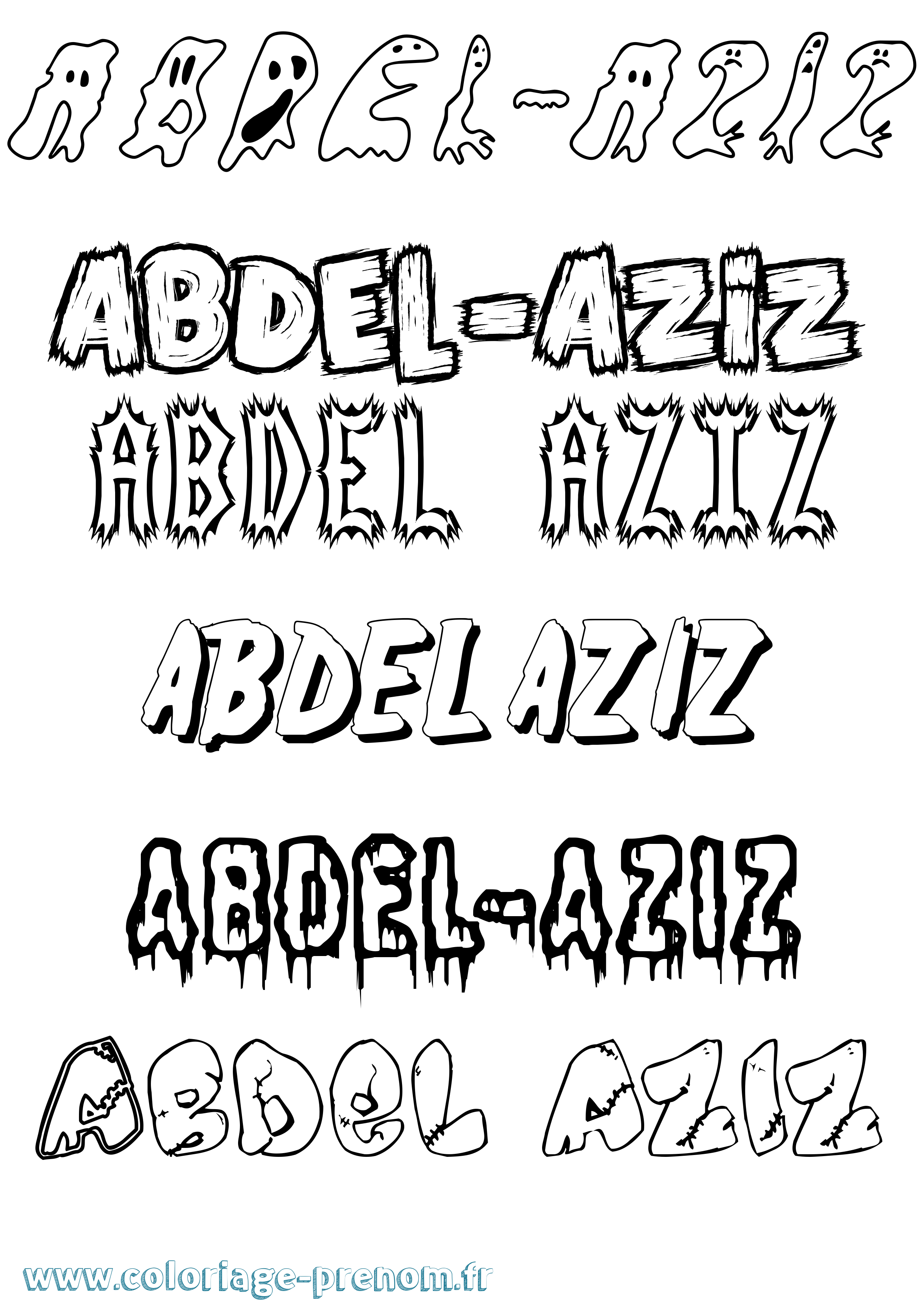 Coloriage Abdel-Aziz Frisson Coloriage prénom Abdel-Aziz Frisson