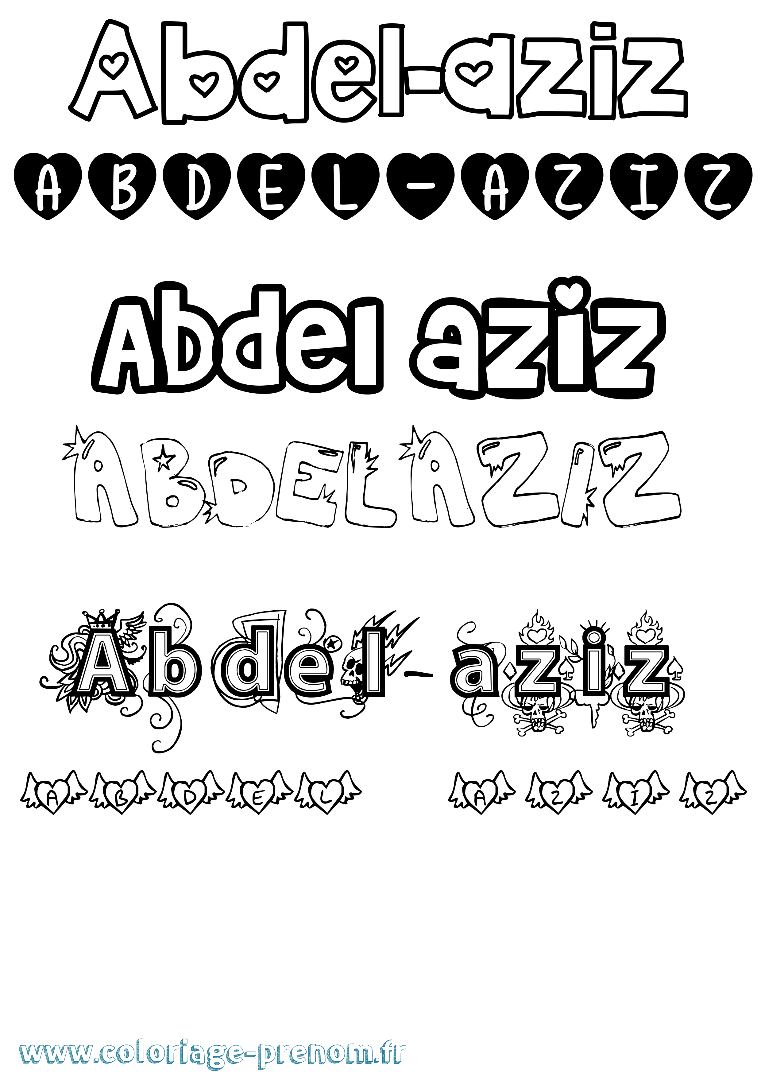 Coloriage prénom Abdel-Aziz Girly