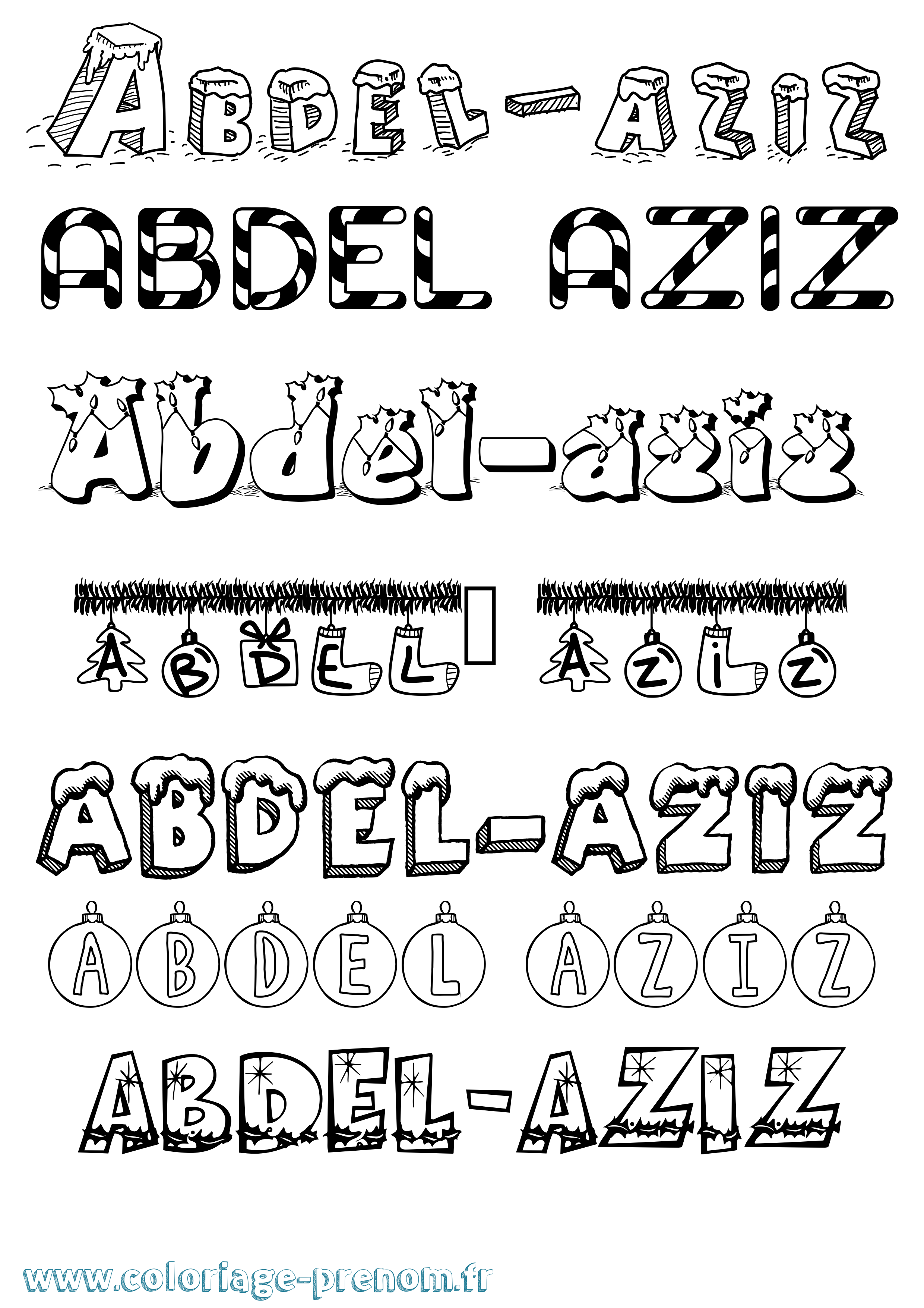 Coloriage Abdel-Aziz Noël Coloriage prénom Abdel-Aziz Noël