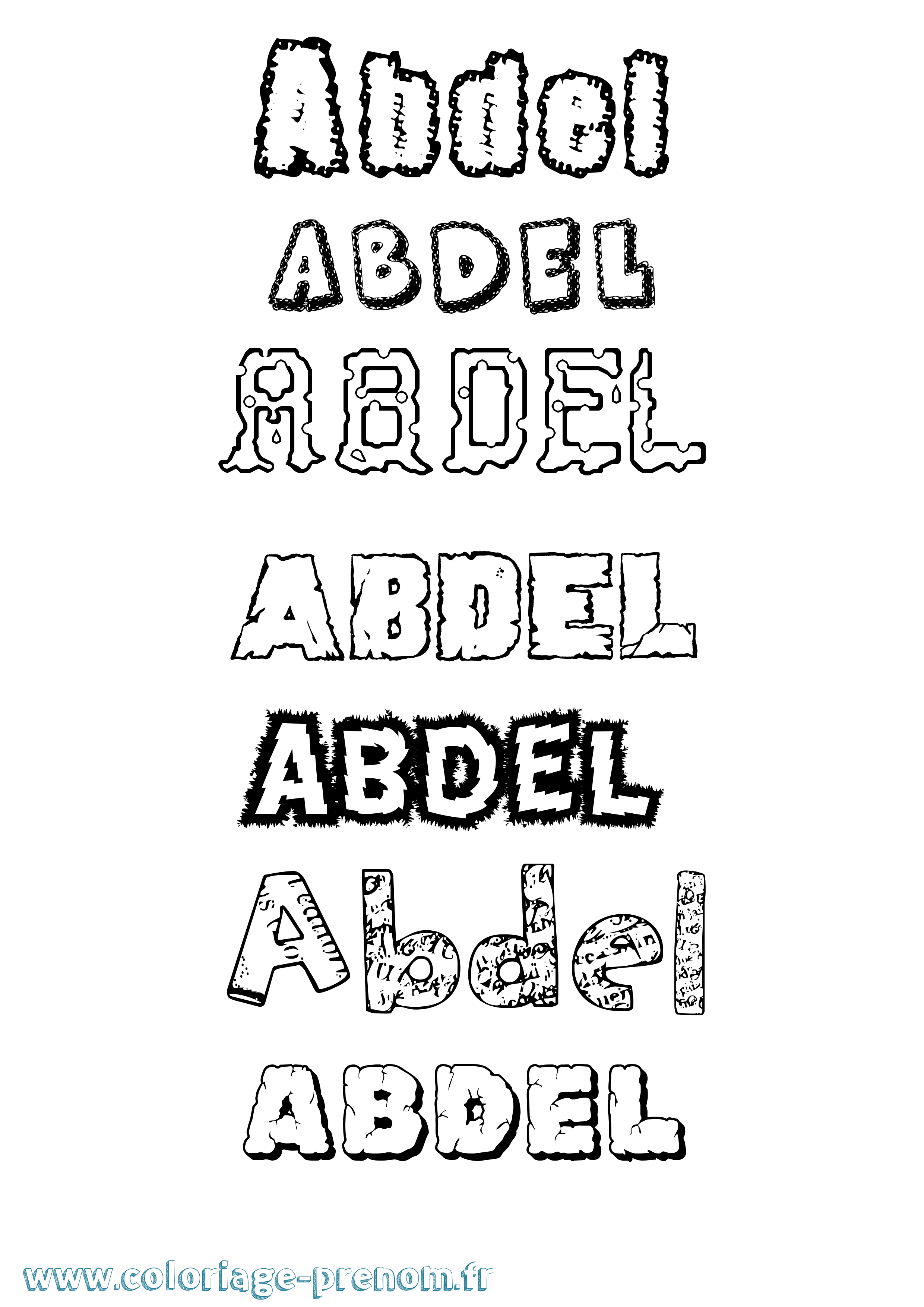 Coloriage prénom Abdel Destructuré