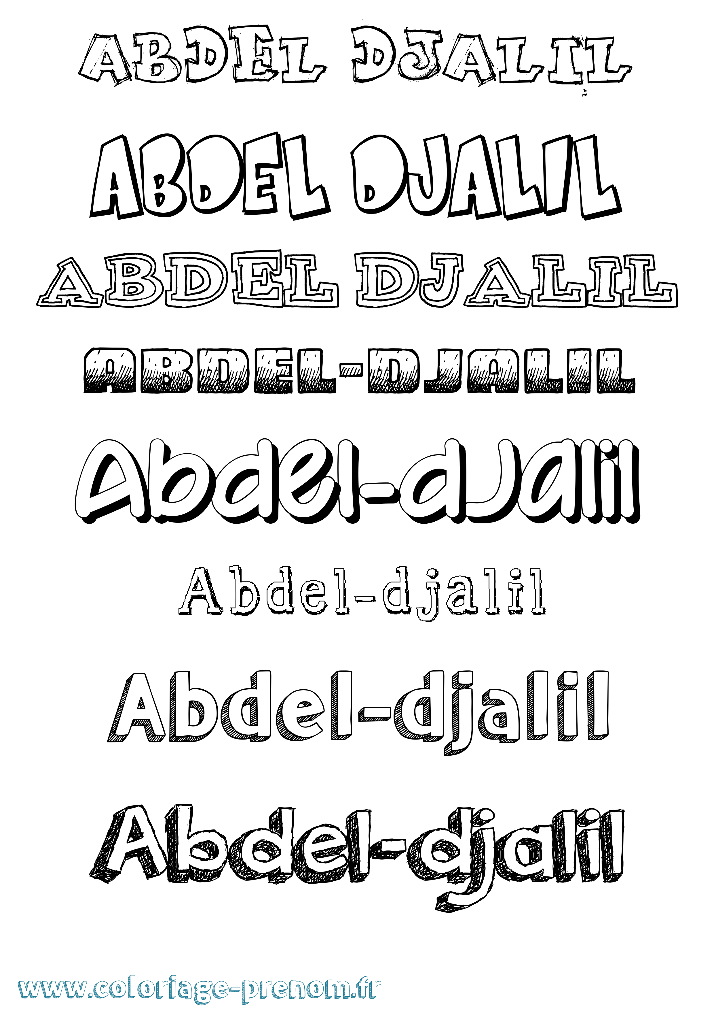 Coloriage prénom Abdel-Djalil Dessiné