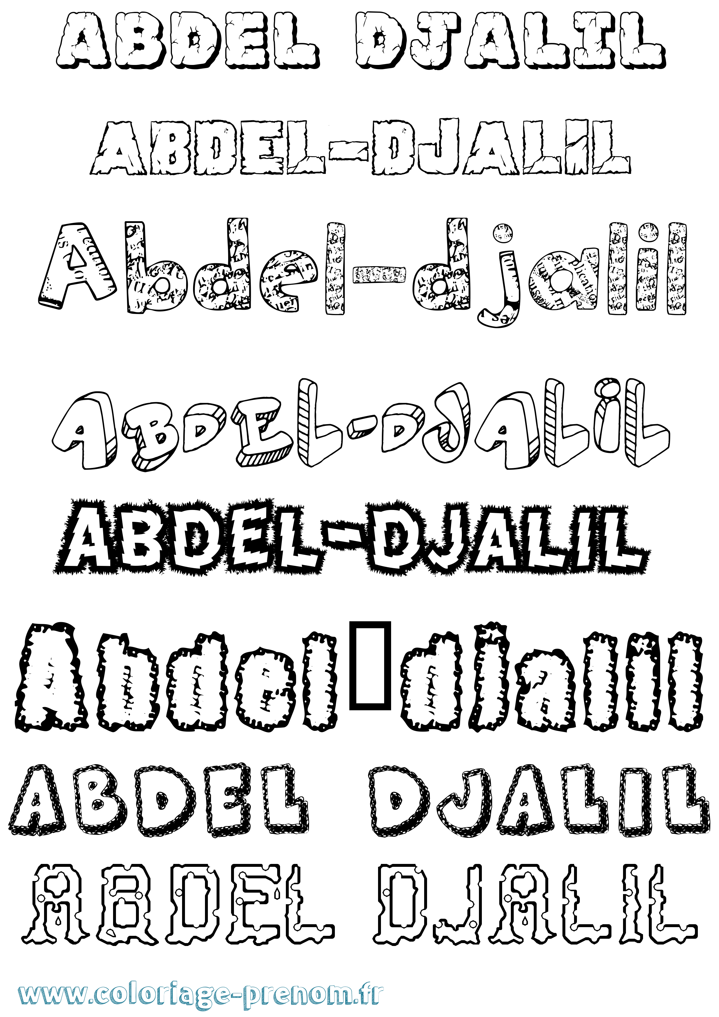 Coloriage prénom Abdel-Djalil Destructuré