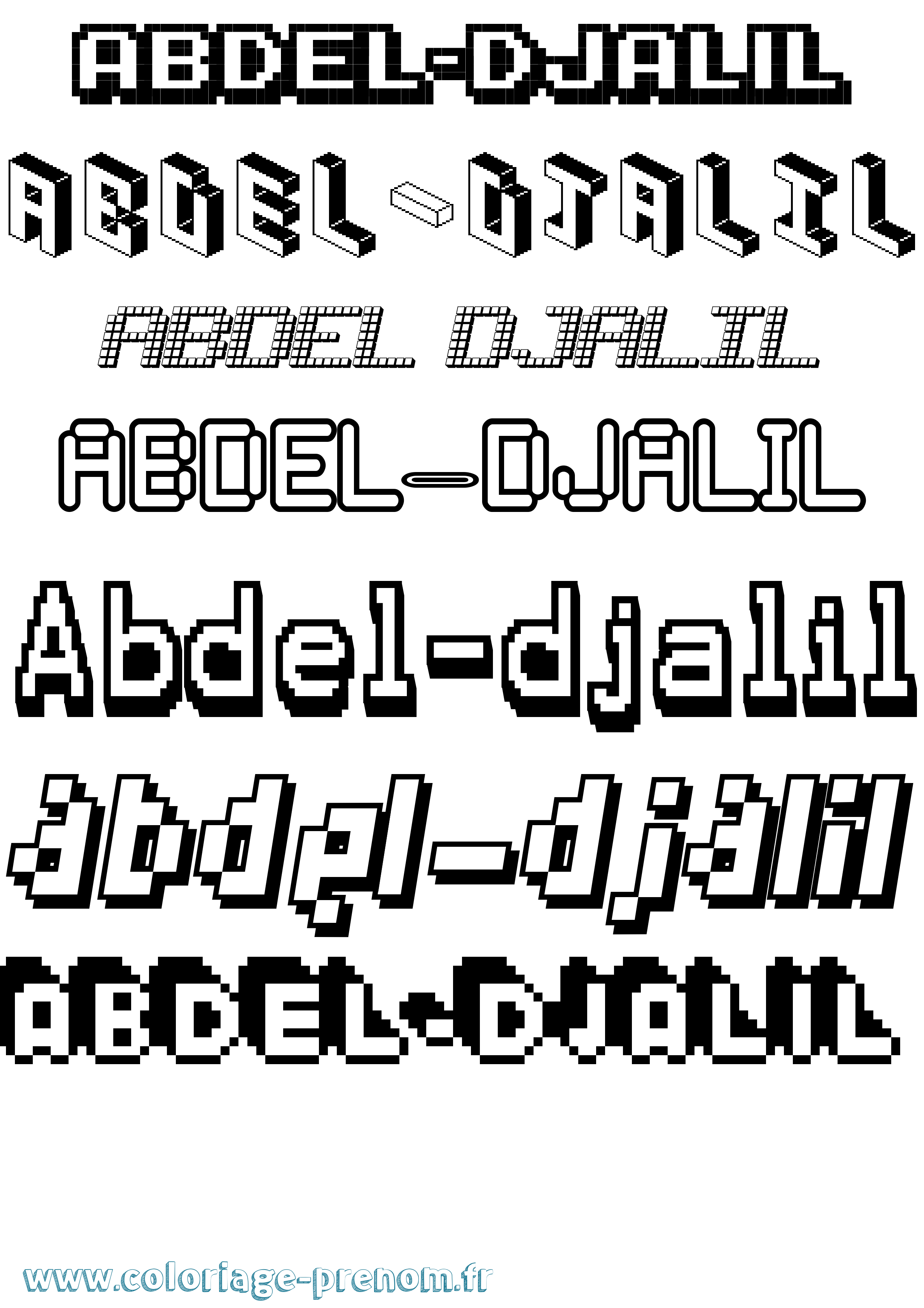 Coloriage prénom Abdel-Djalil Pixel