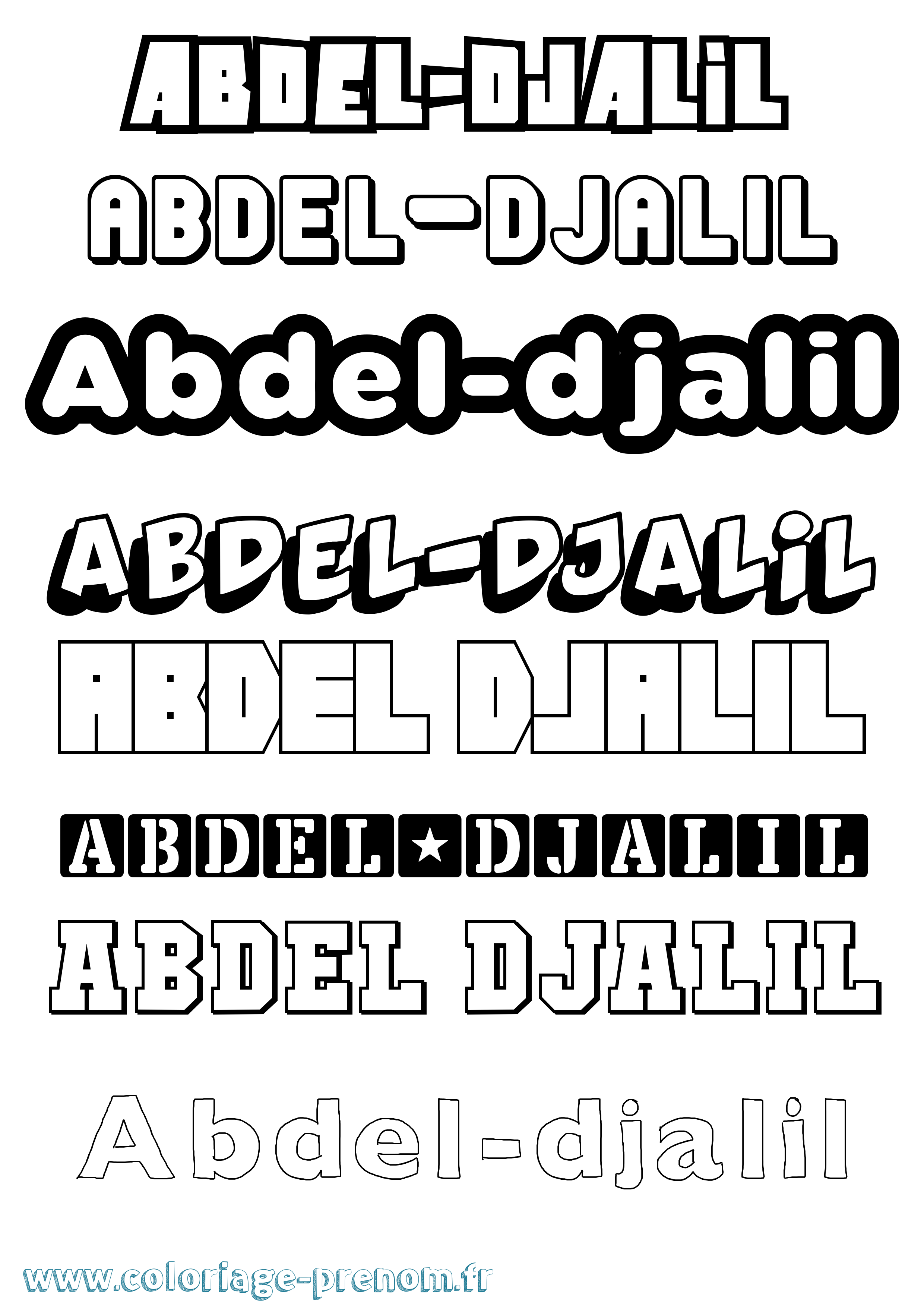 Coloriage prénom Abdel-Djalil Simple