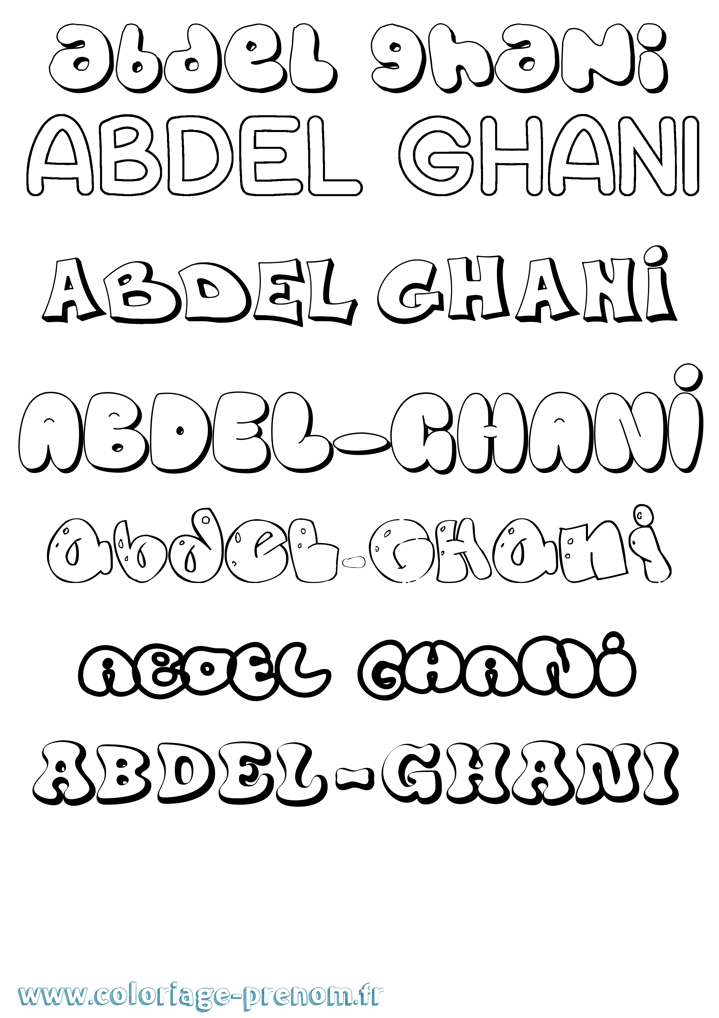 Coloriage prénom Abdel-Ghani Bubble