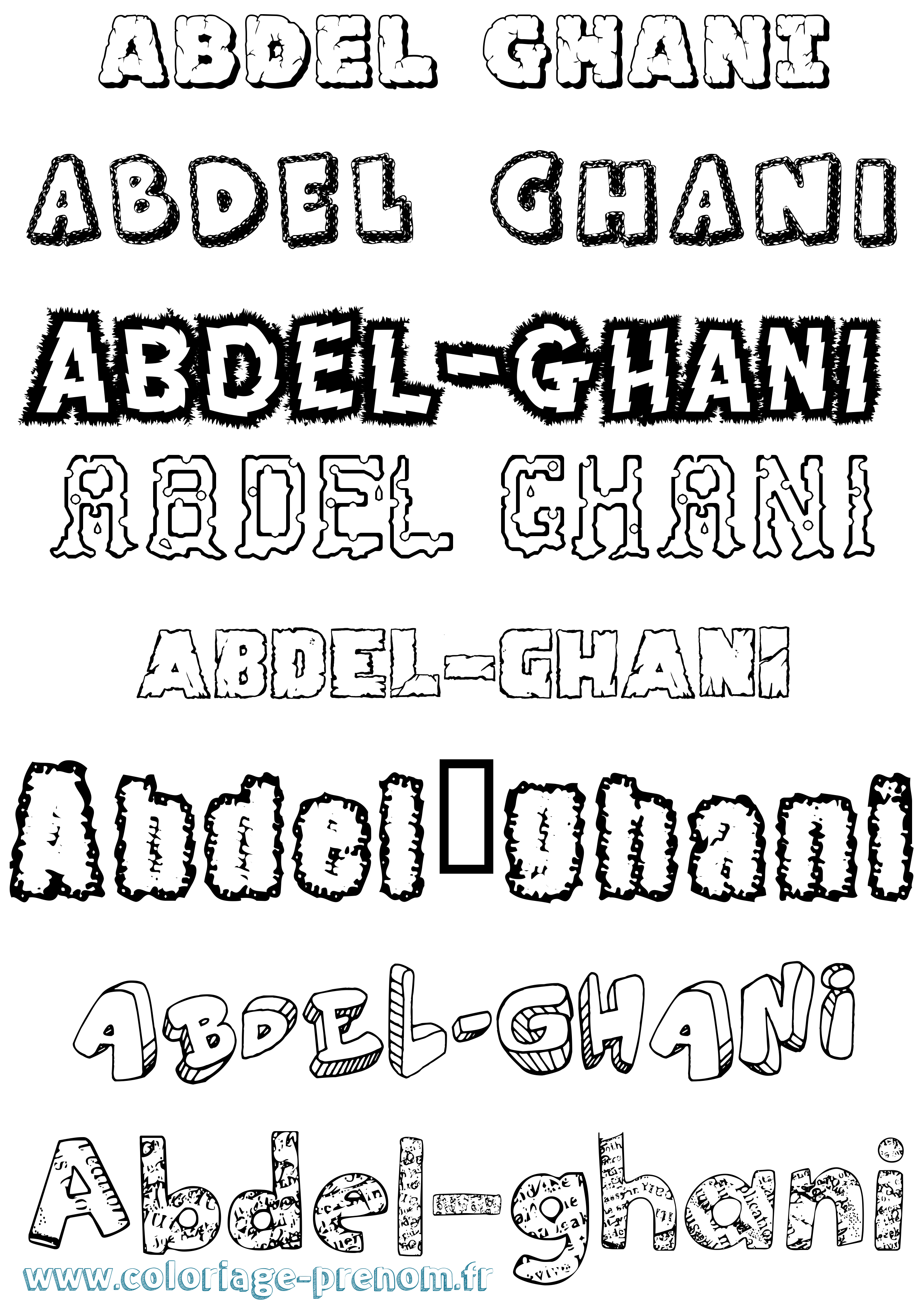 Coloriage prénom Abdel-Ghani Destructuré