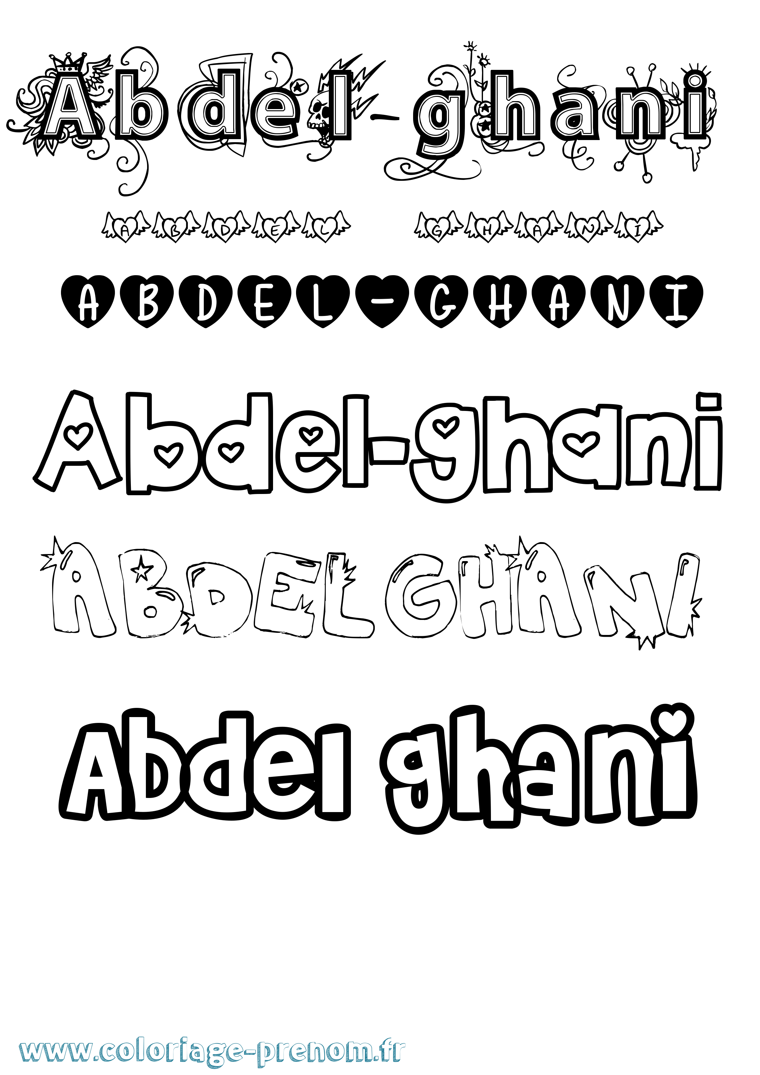 Coloriage prénom Abdel-Ghani Girly