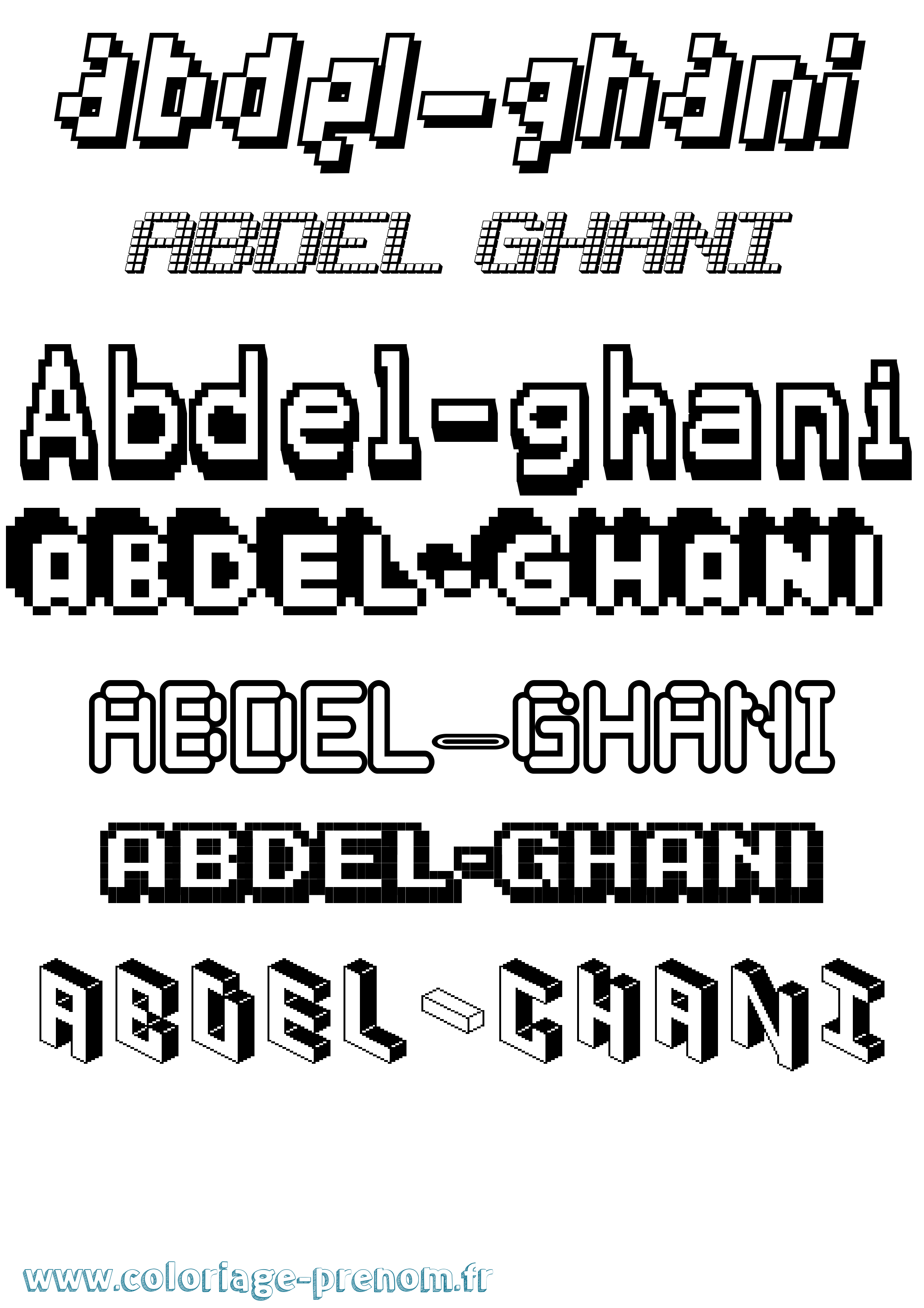 Coloriage prénom Abdel-Ghani Pixel