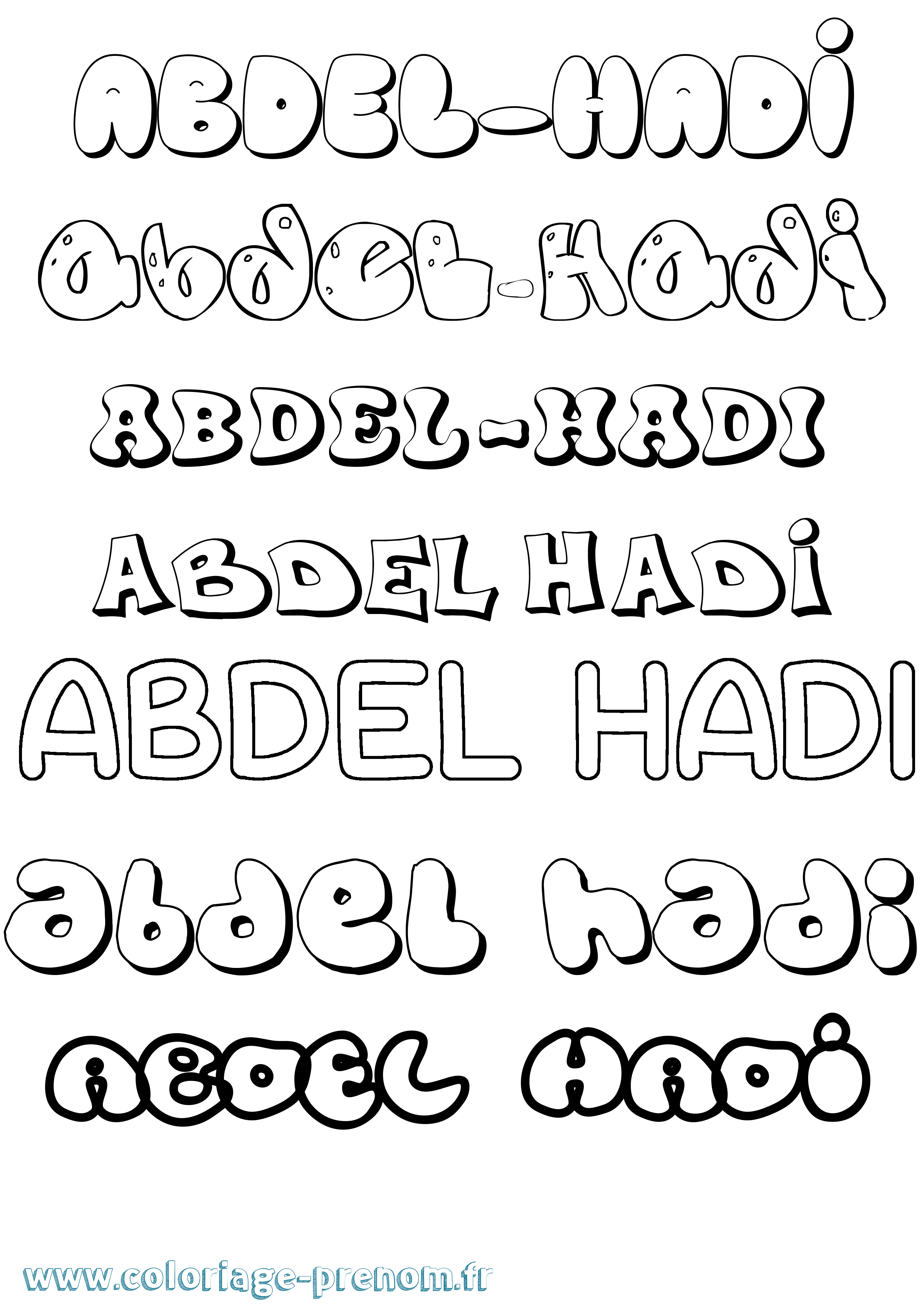 Coloriage prénom Abdel-Hadi Bubble