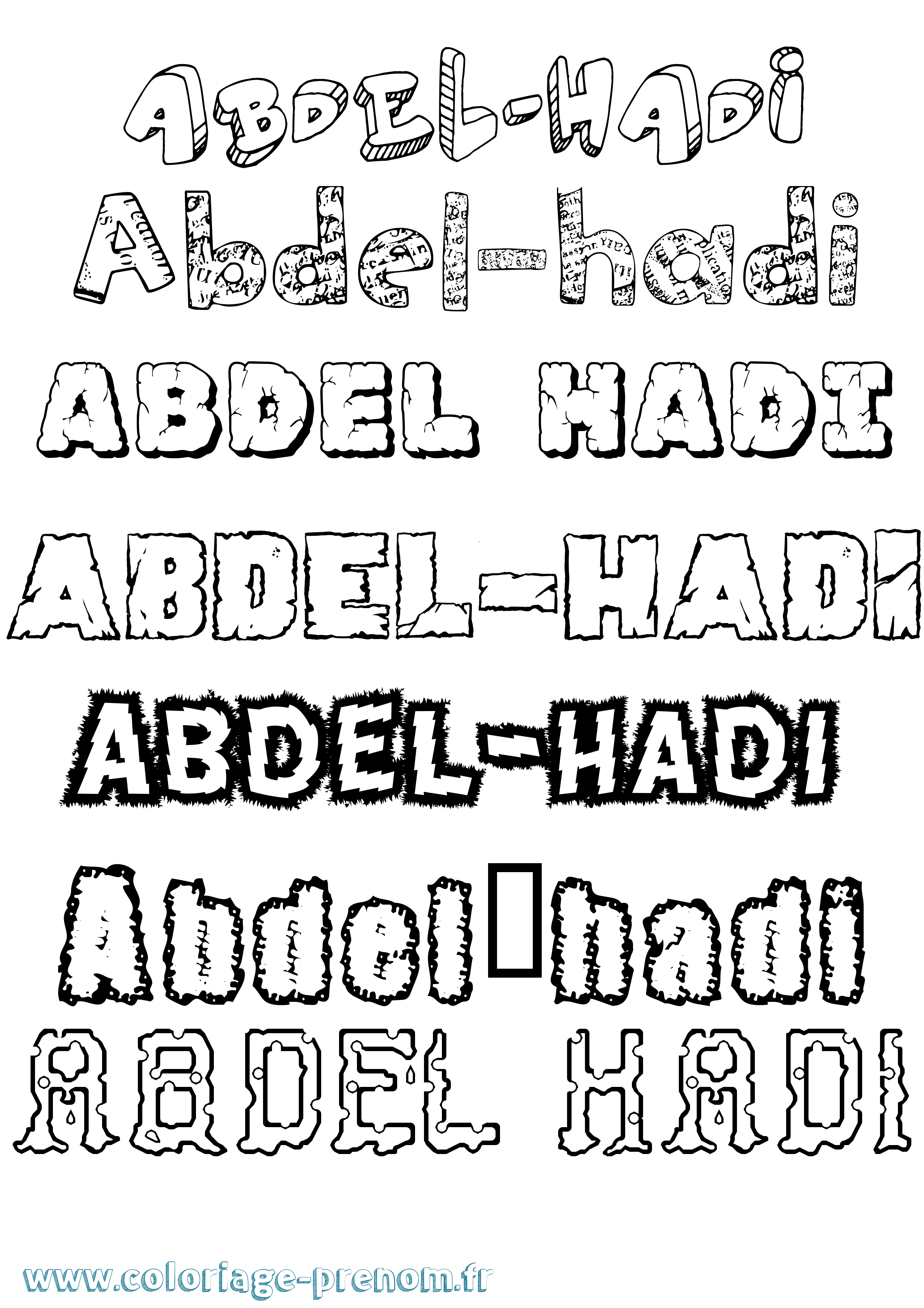 Coloriage prénom Abdel-Hadi Destructuré
