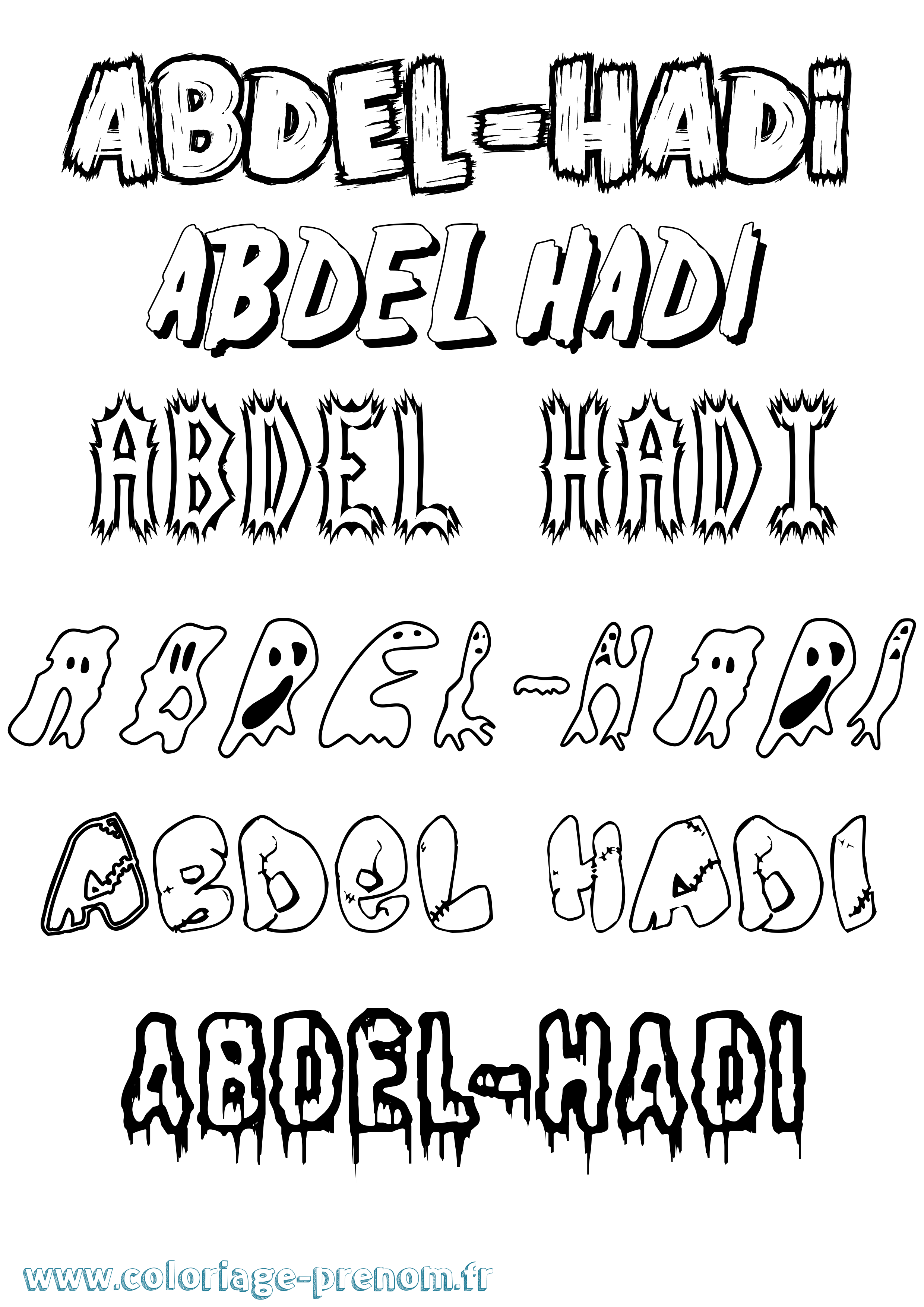 Coloriage prénom Abdel-Hadi Frisson