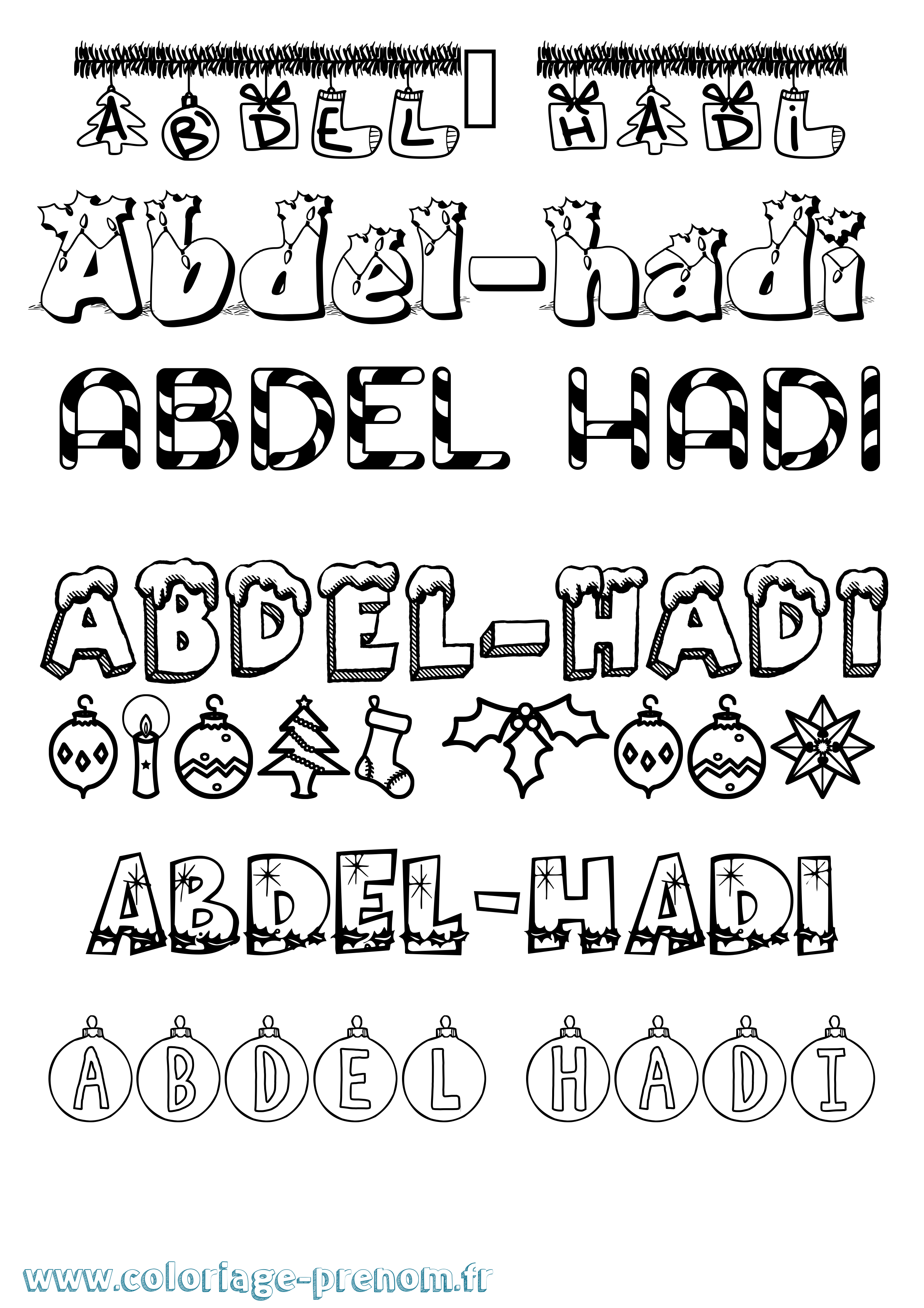 Coloriage prénom Abdel-Hadi Noël