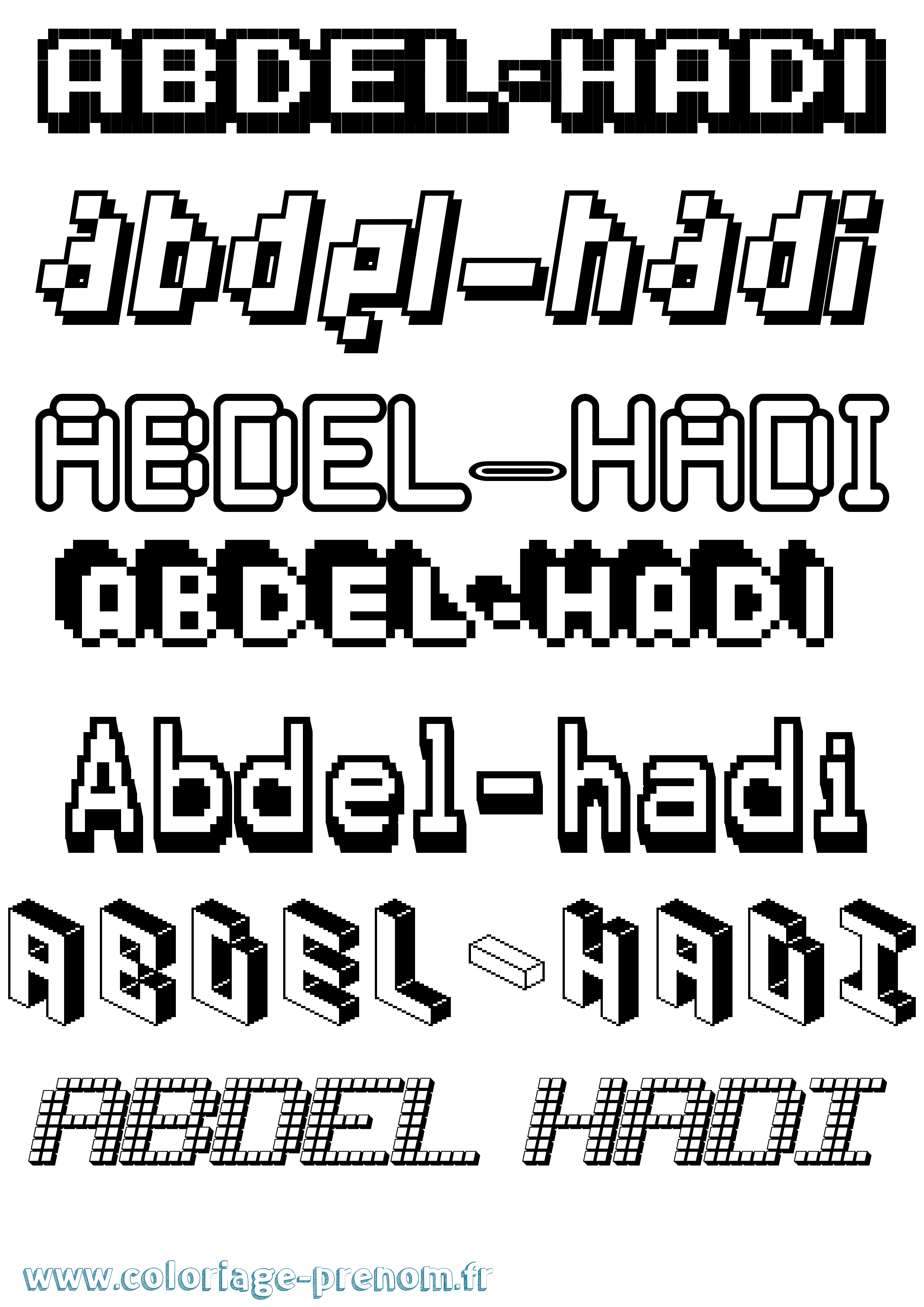 Coloriage prénom Abdel-Hadi Pixel