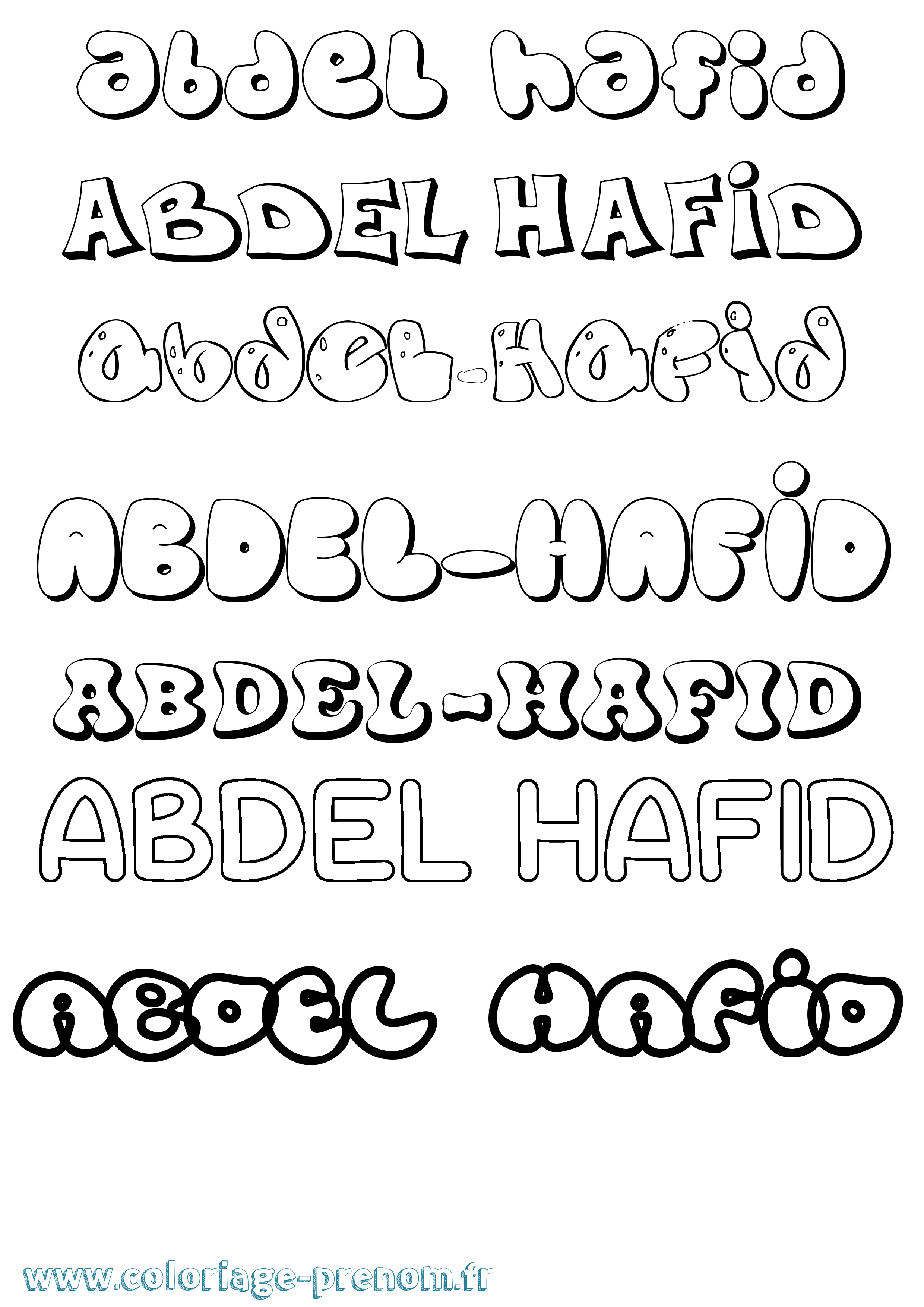 Coloriage prénom Abdel-Hafid Bubble
