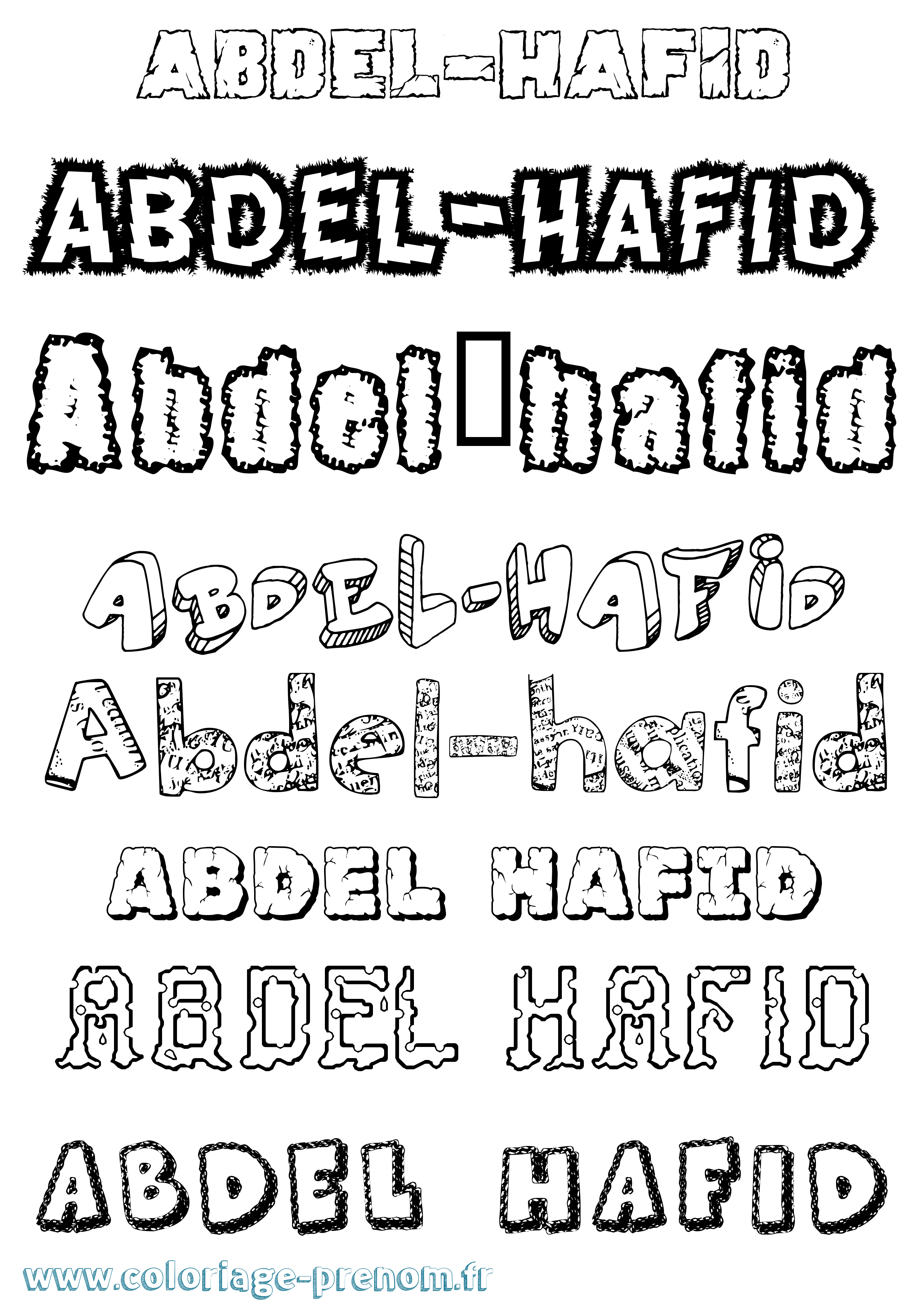 Coloriage prénom Abdel-Hafid Destructuré