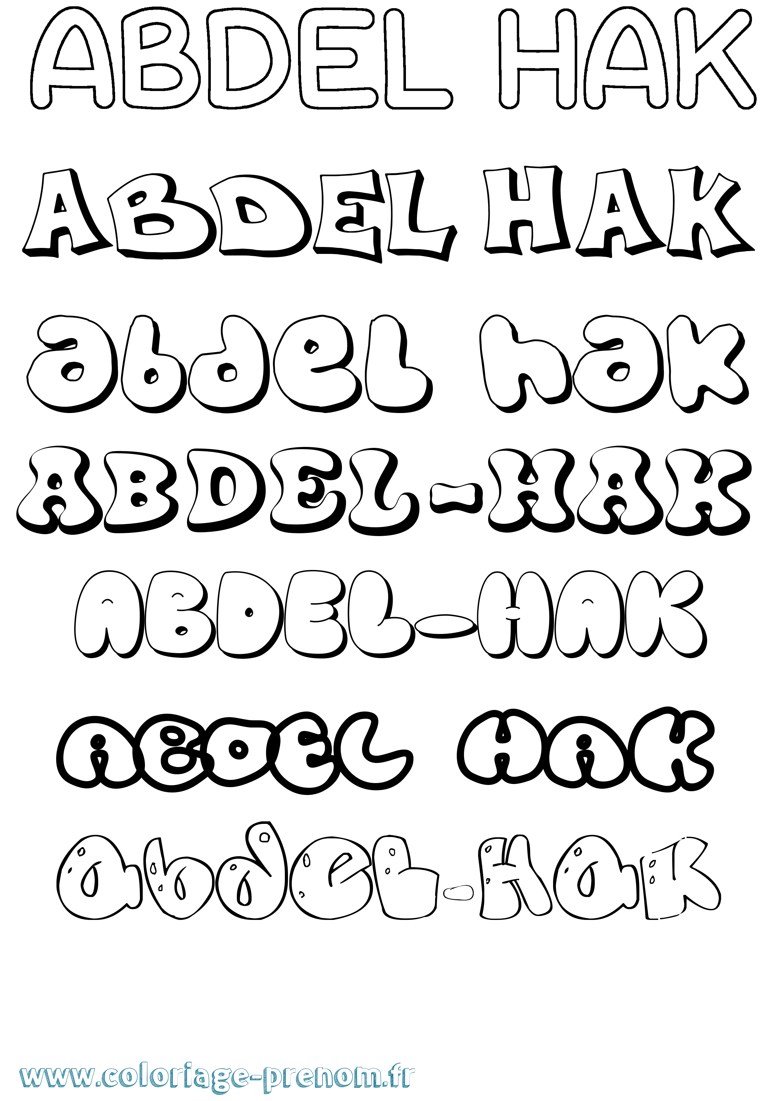 Coloriage prénom Abdel-Hak Bubble