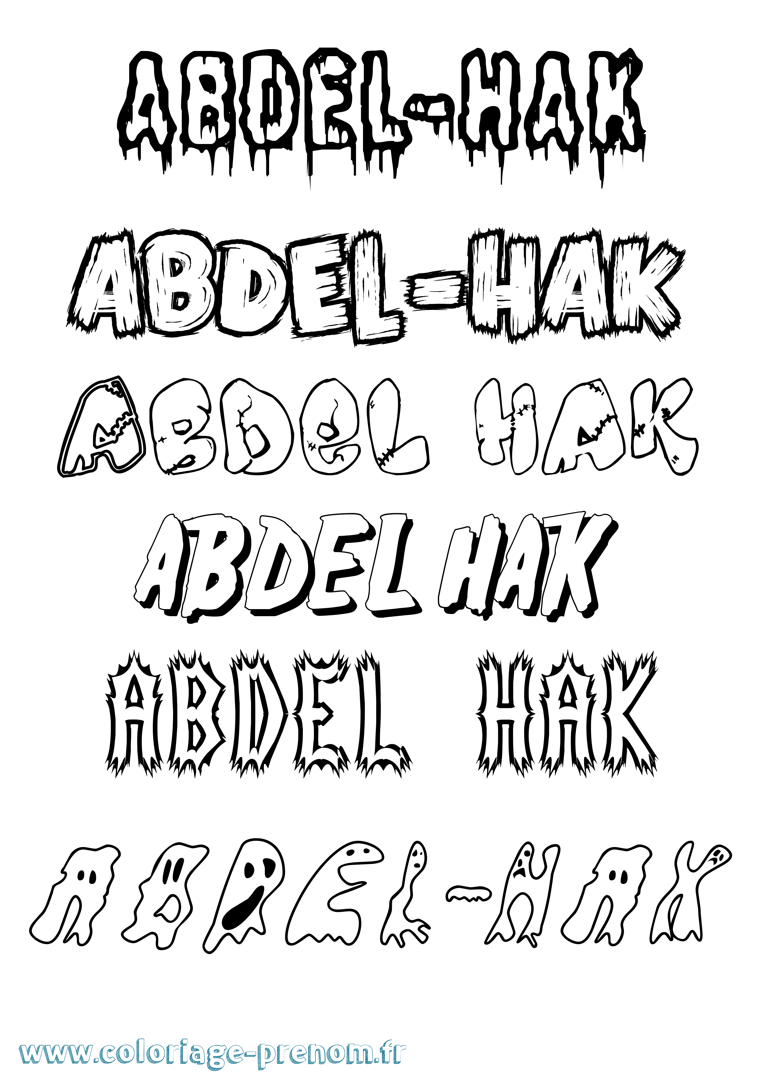 Coloriage prénom Abdel-Hak Frisson