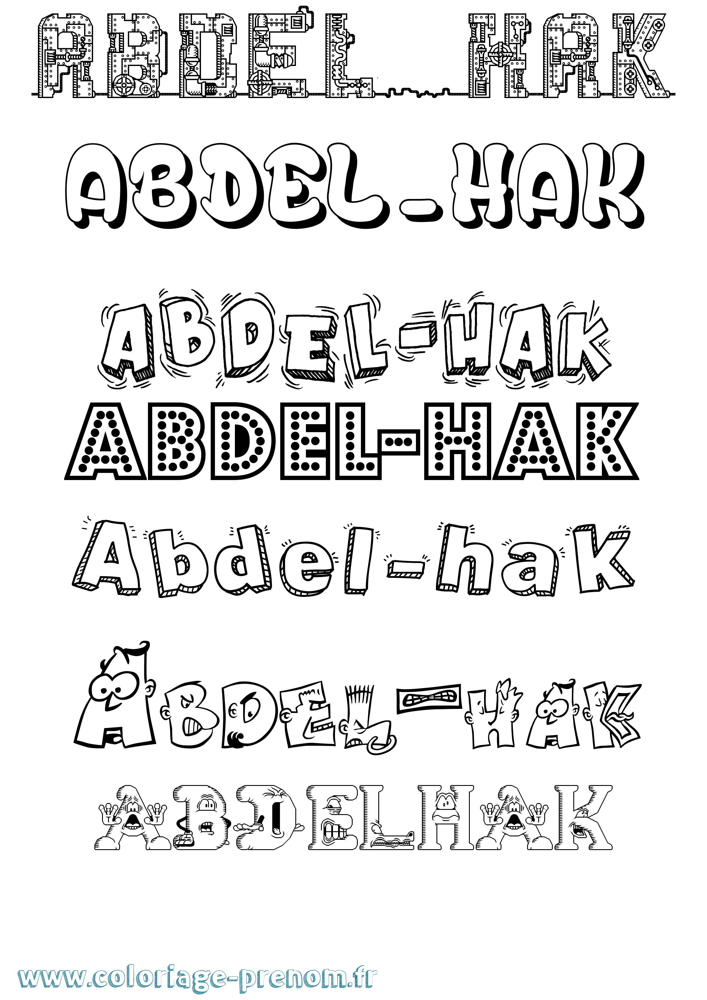 Coloriage prénom Abdel-Hak Fun