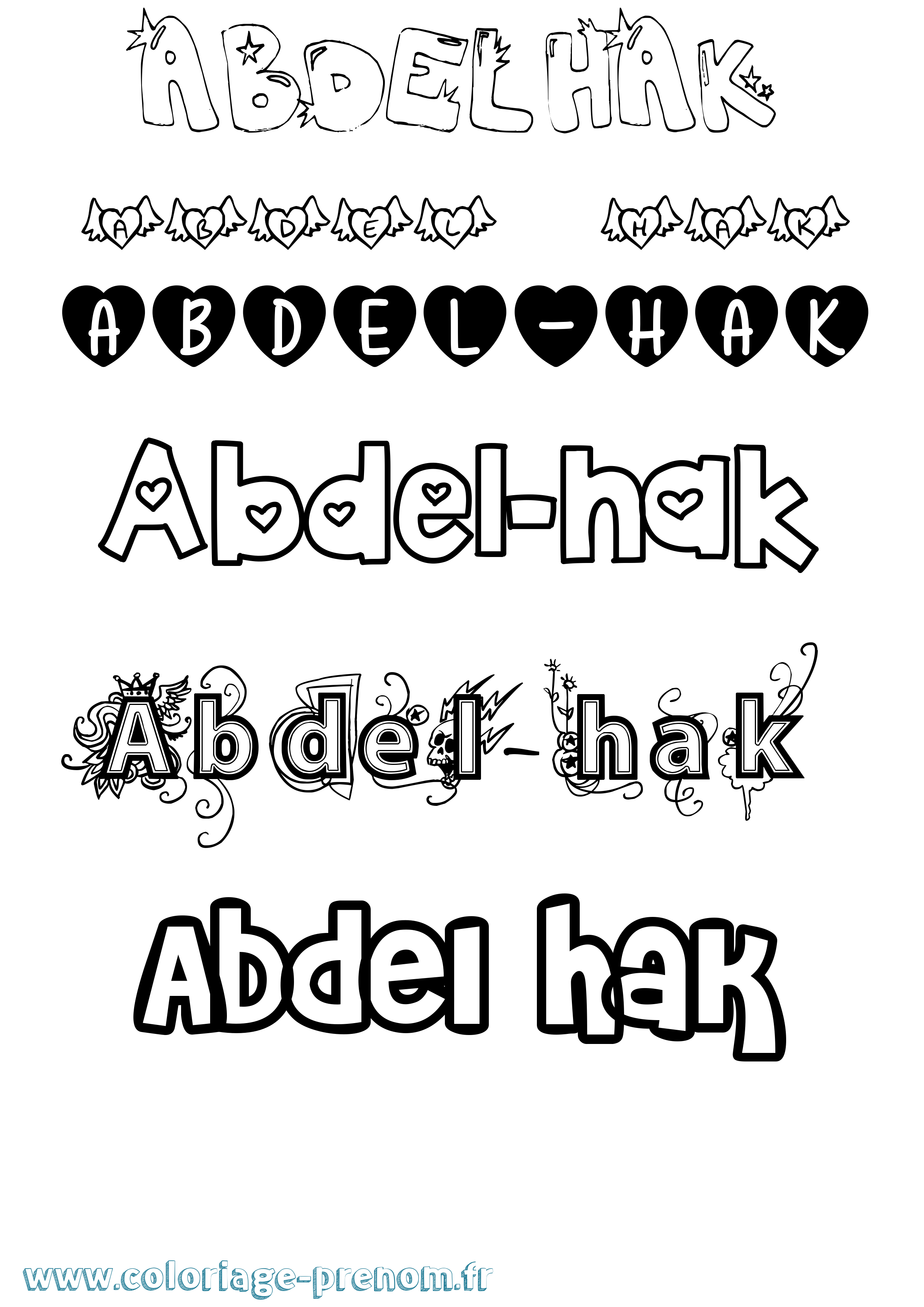 Coloriage prénom Abdel-Hak Girly