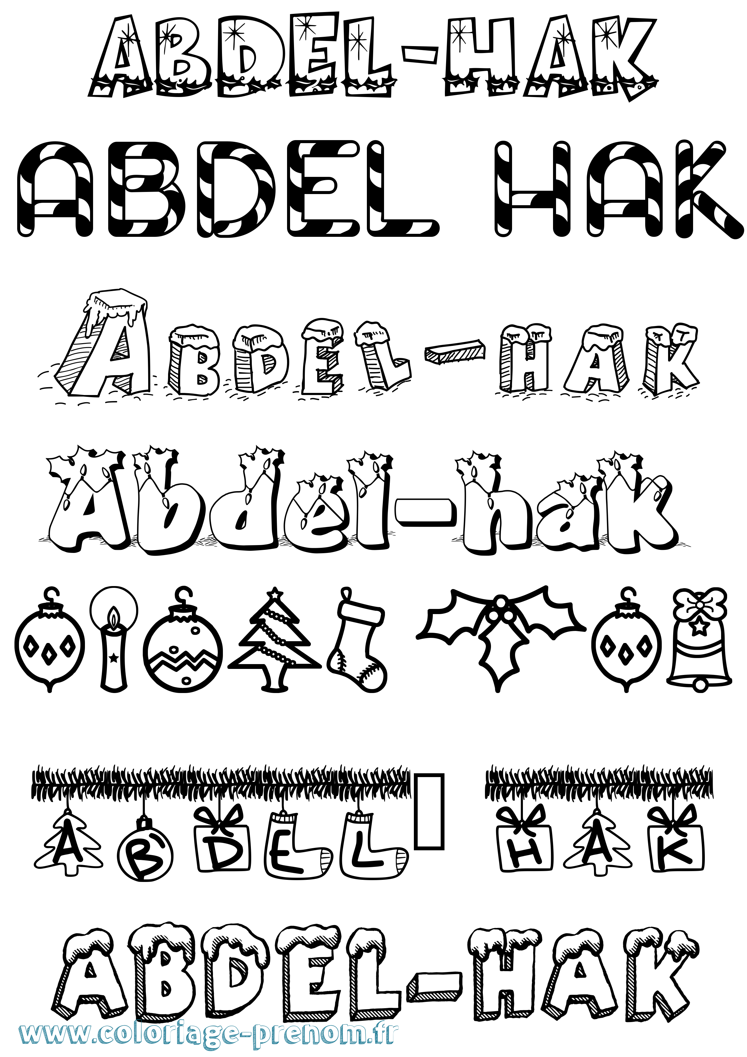 Coloriage prénom Abdel-Hak Noël