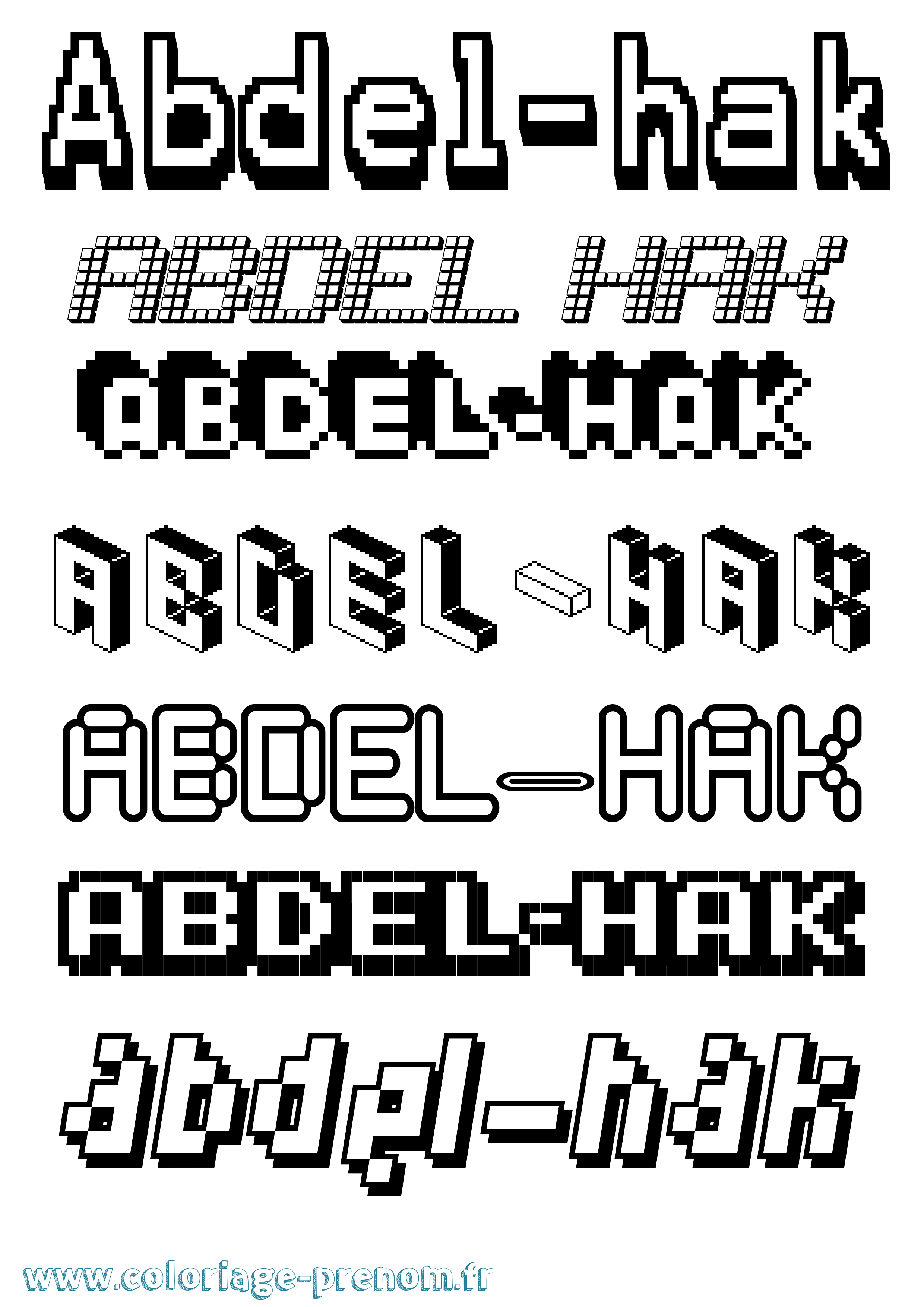 Coloriage prénom Abdel-Hak Pixel