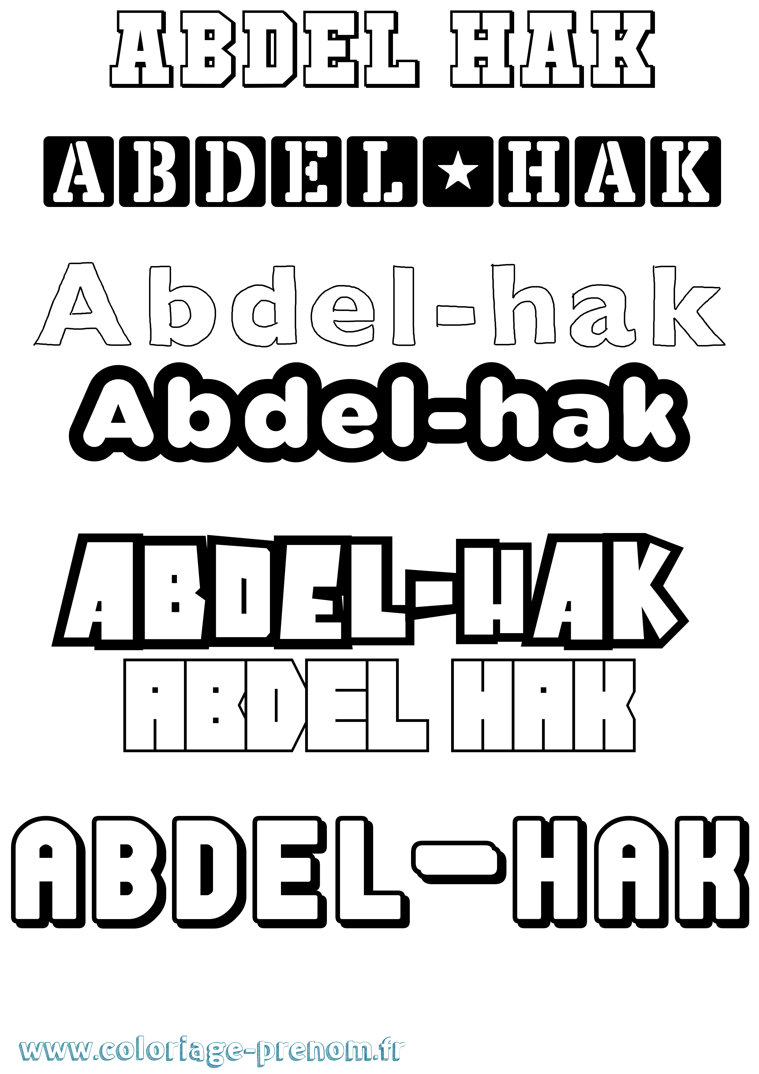 Coloriage prénom Abdel-Hak Simple