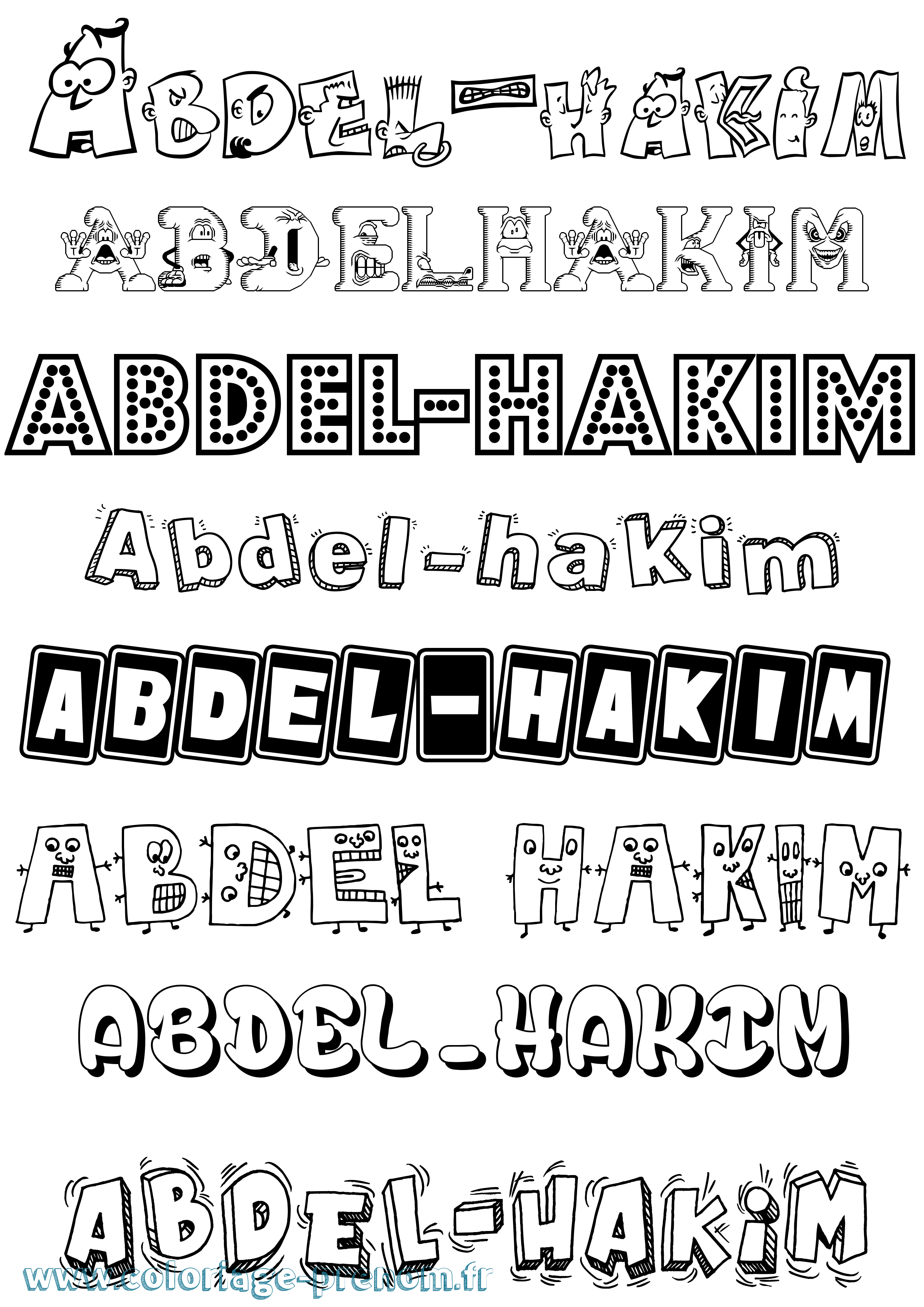 Coloriage prénom Abdel-Hakim Fun