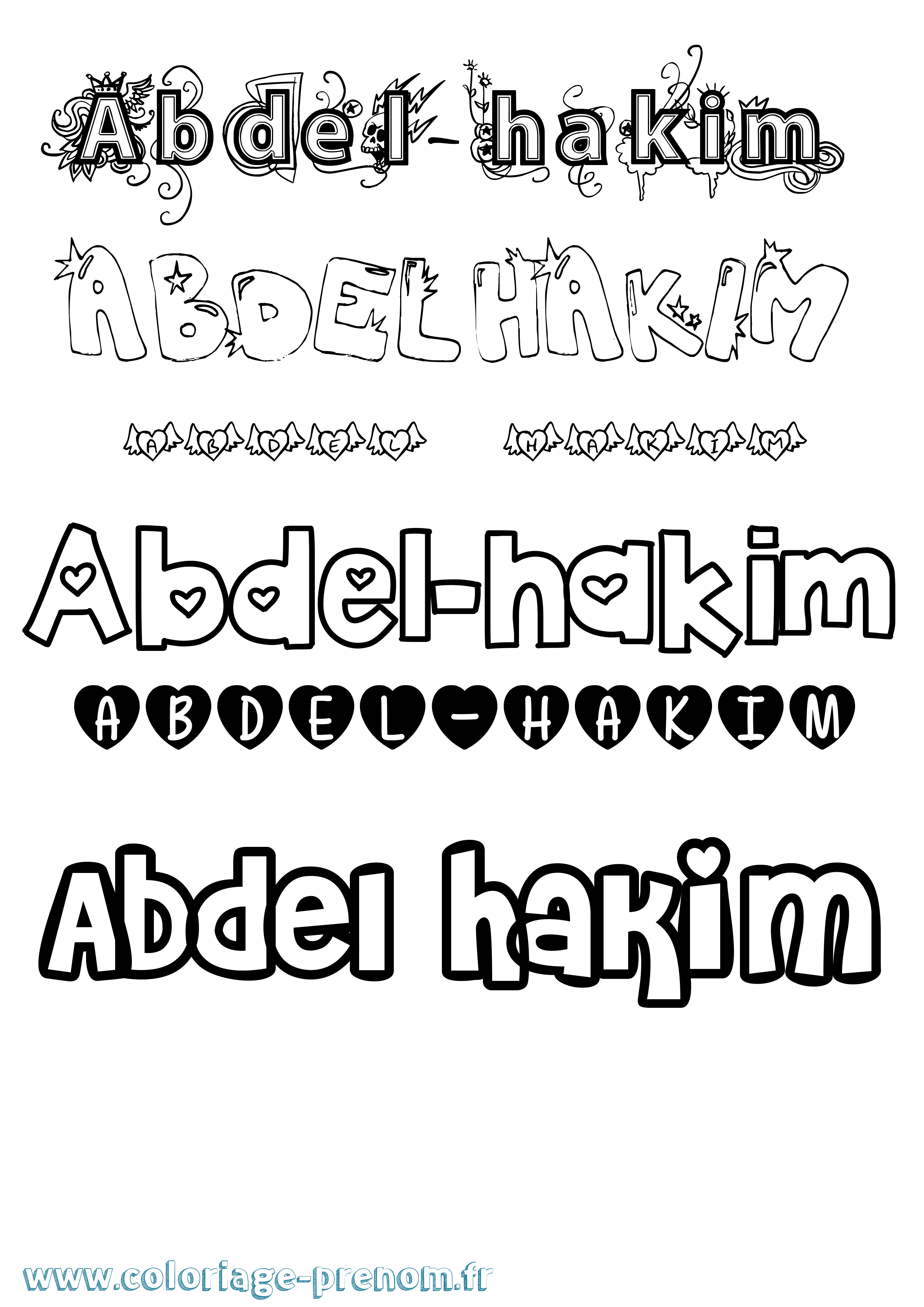 Coloriage prénom Abdel-Hakim Girly
