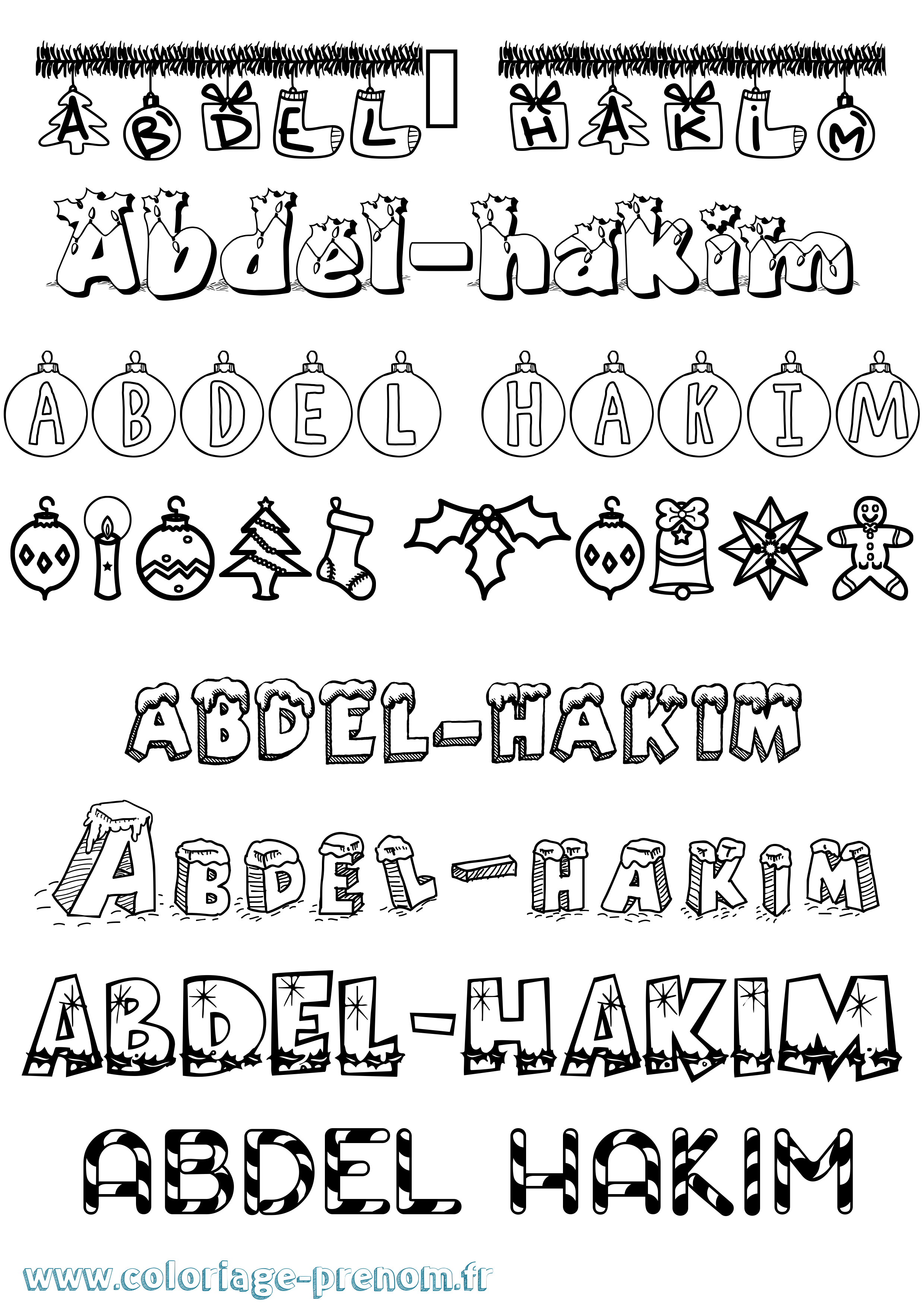 Coloriage prénom Abdel-Hakim Noël